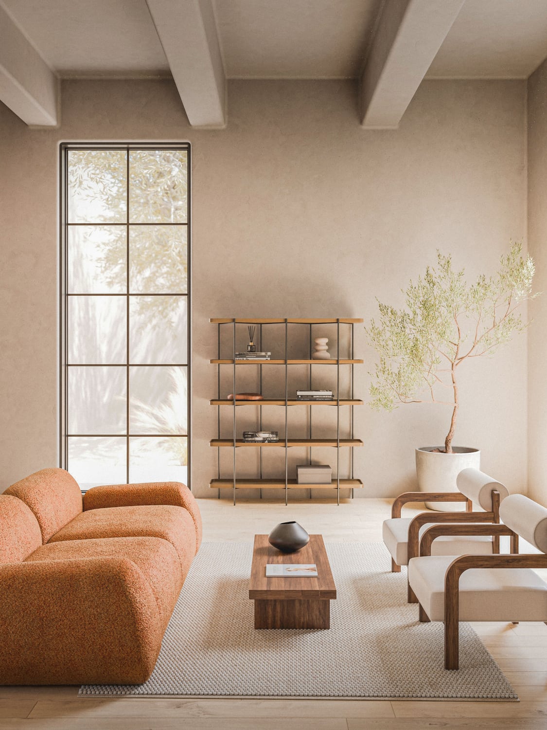 Renee Large Wooden Shelving Unit — Linen Beige