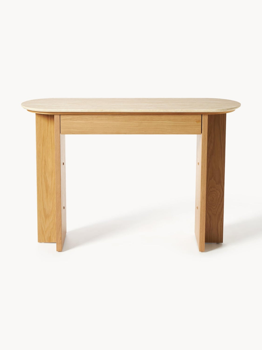 Zumi Wood-Console Table with Travertine Top and Drawer
