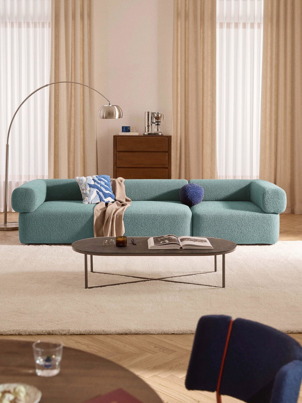 Anton Modular Bouclé Sofa (4-seater) — Grey