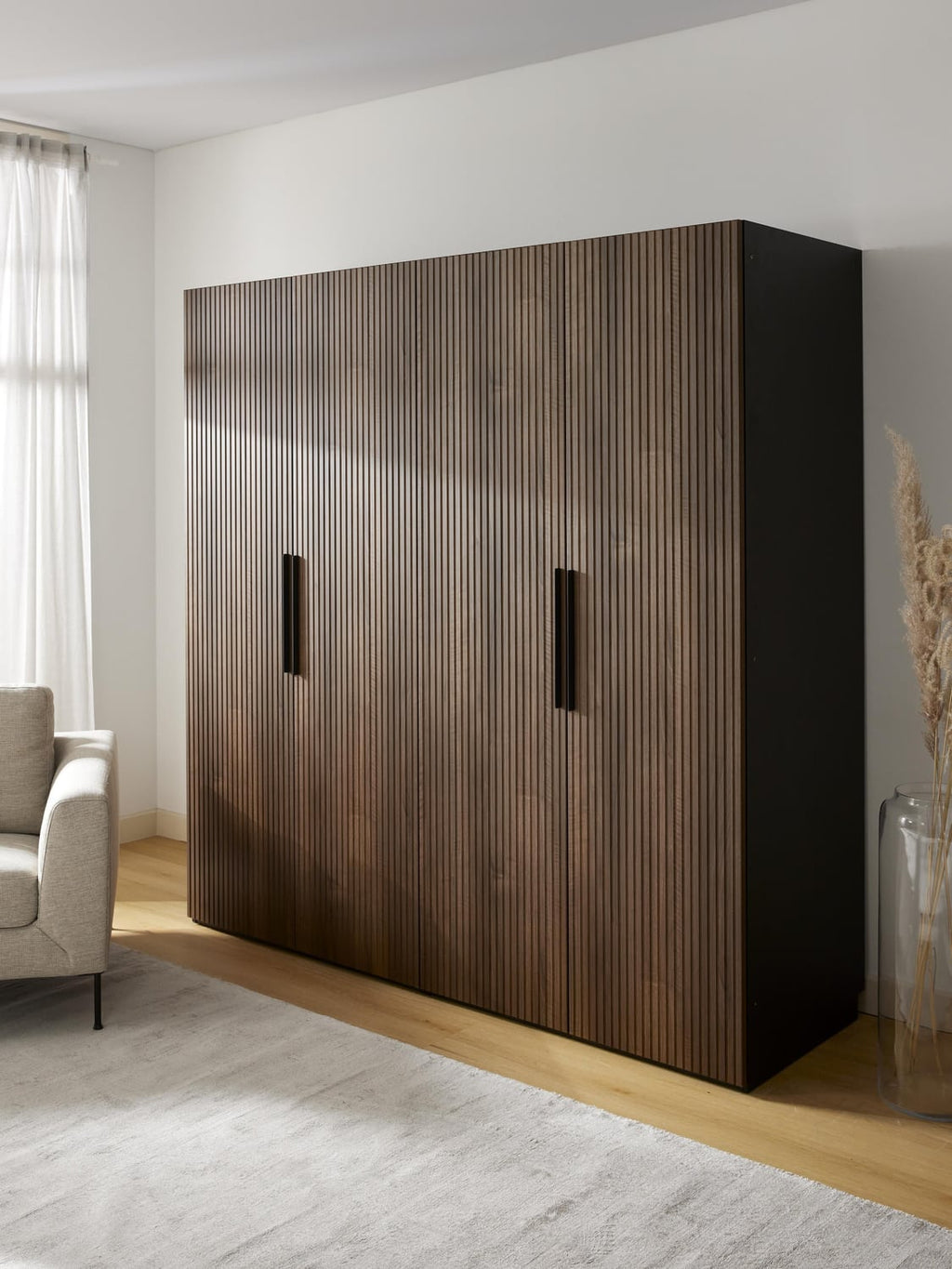 Simone Modular Hinged-Door Wardrobe, 200 cm Width, in various sizes — Olive