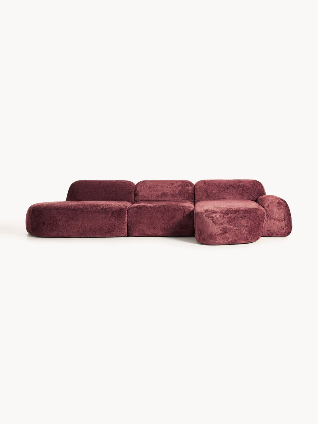 Wolke Modular Teddy Bouclé Corner Sofa (4-seater) with Chaise Longue — Chocolate
