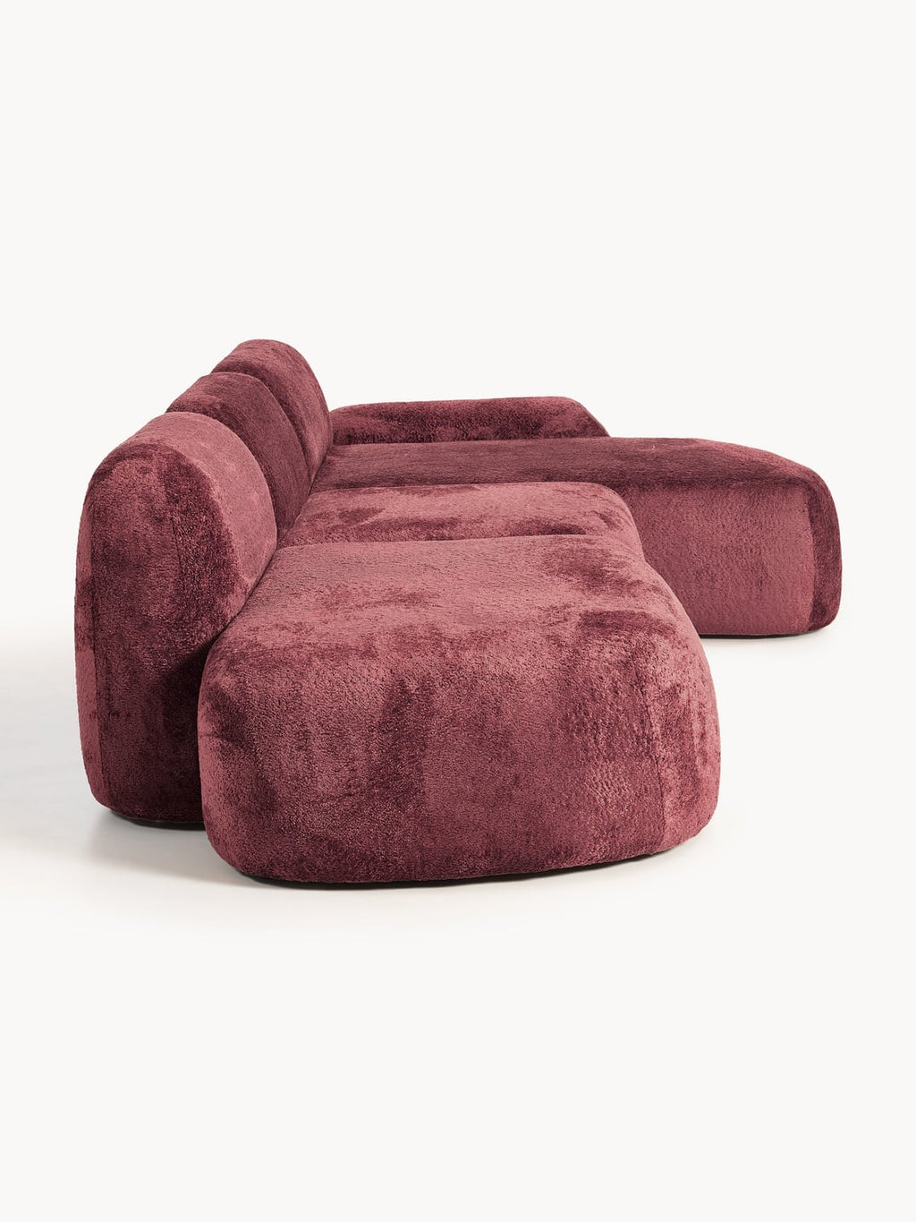 Wolke Modular Teddy Bouclé Corner Sofa (4-seater) with Chaise Longue — Chocolate