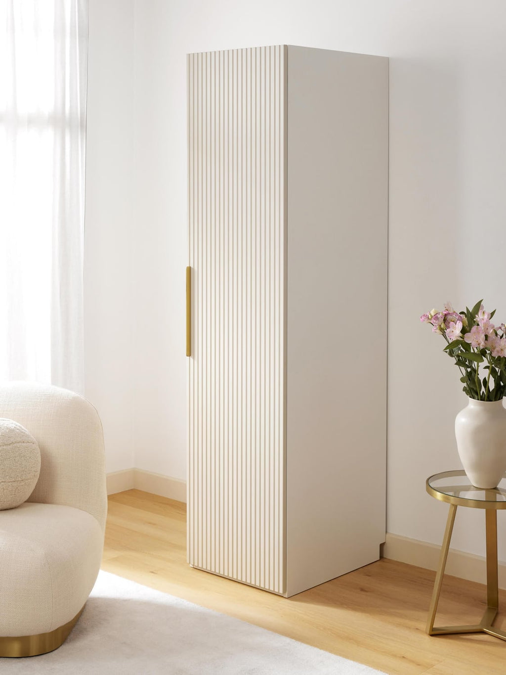 Simone Modular Hinged-Door Wardrobe, 50 cm Width, in various sizes — Off-White