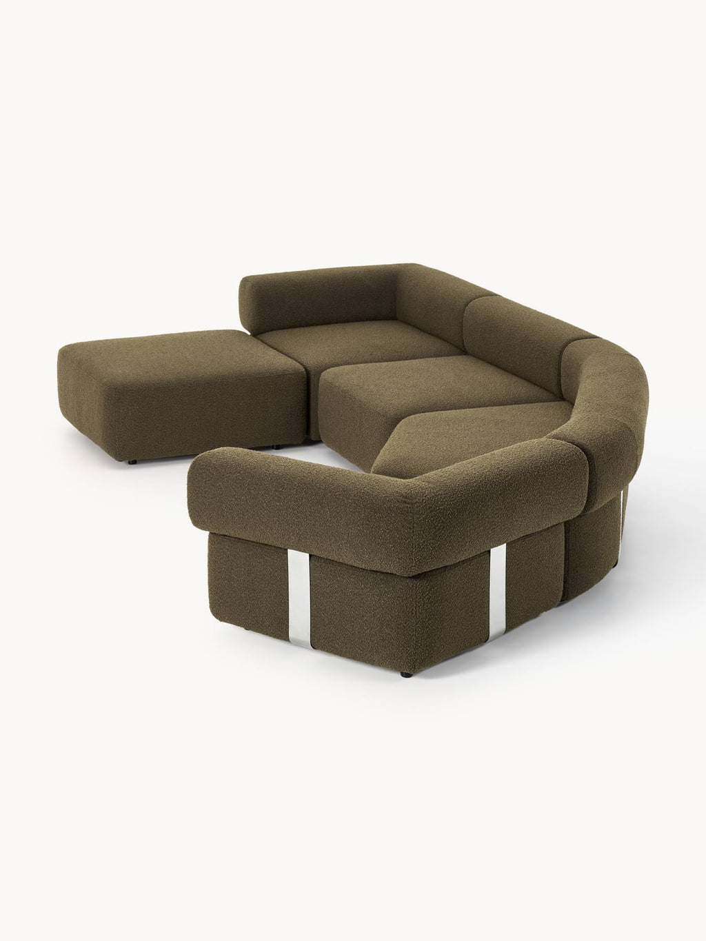 Anton Large Modular Bouclé Sofa with Ottoman (left/right) — Dark Grey