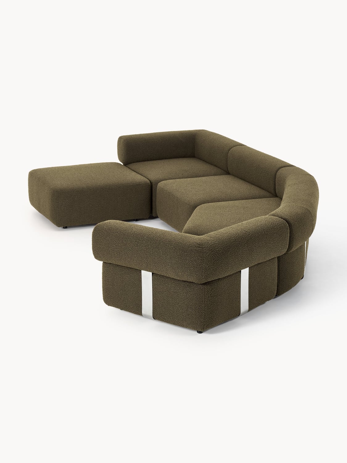 Anton Large Modular Bouclé Sofa with Ottoman (left/right) — Dark Grey