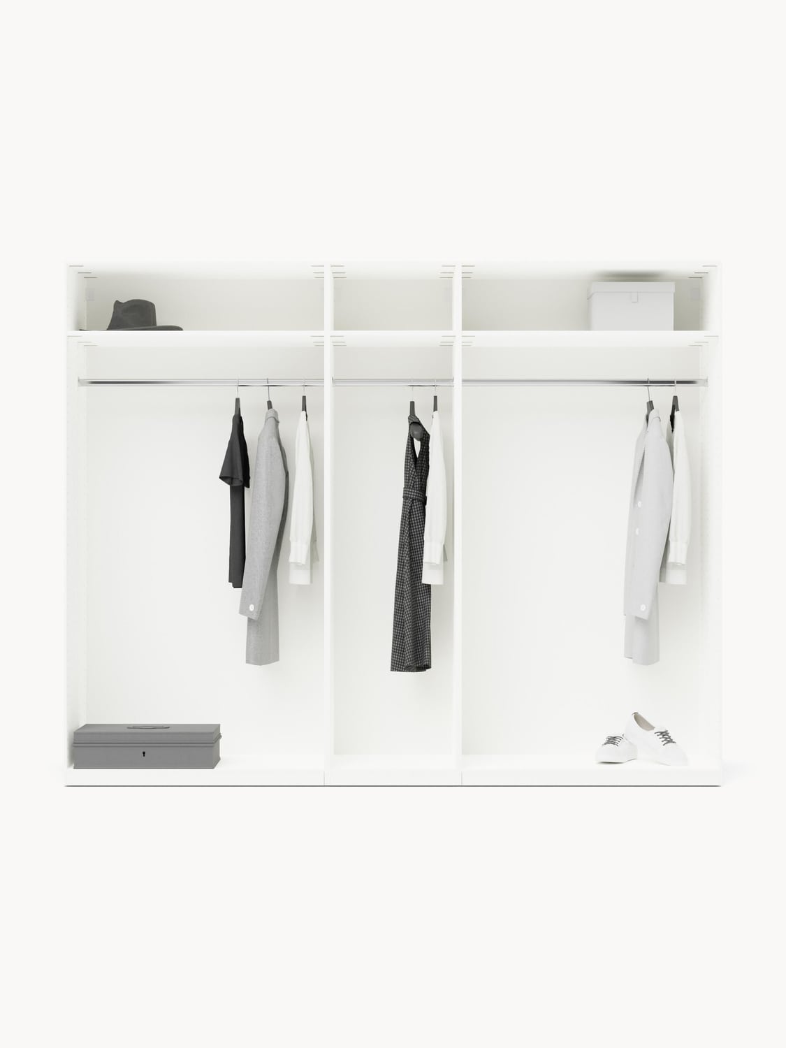 Charlotte Modular Hinged-Door Wardrobe, 300 cm Width, in various sizes