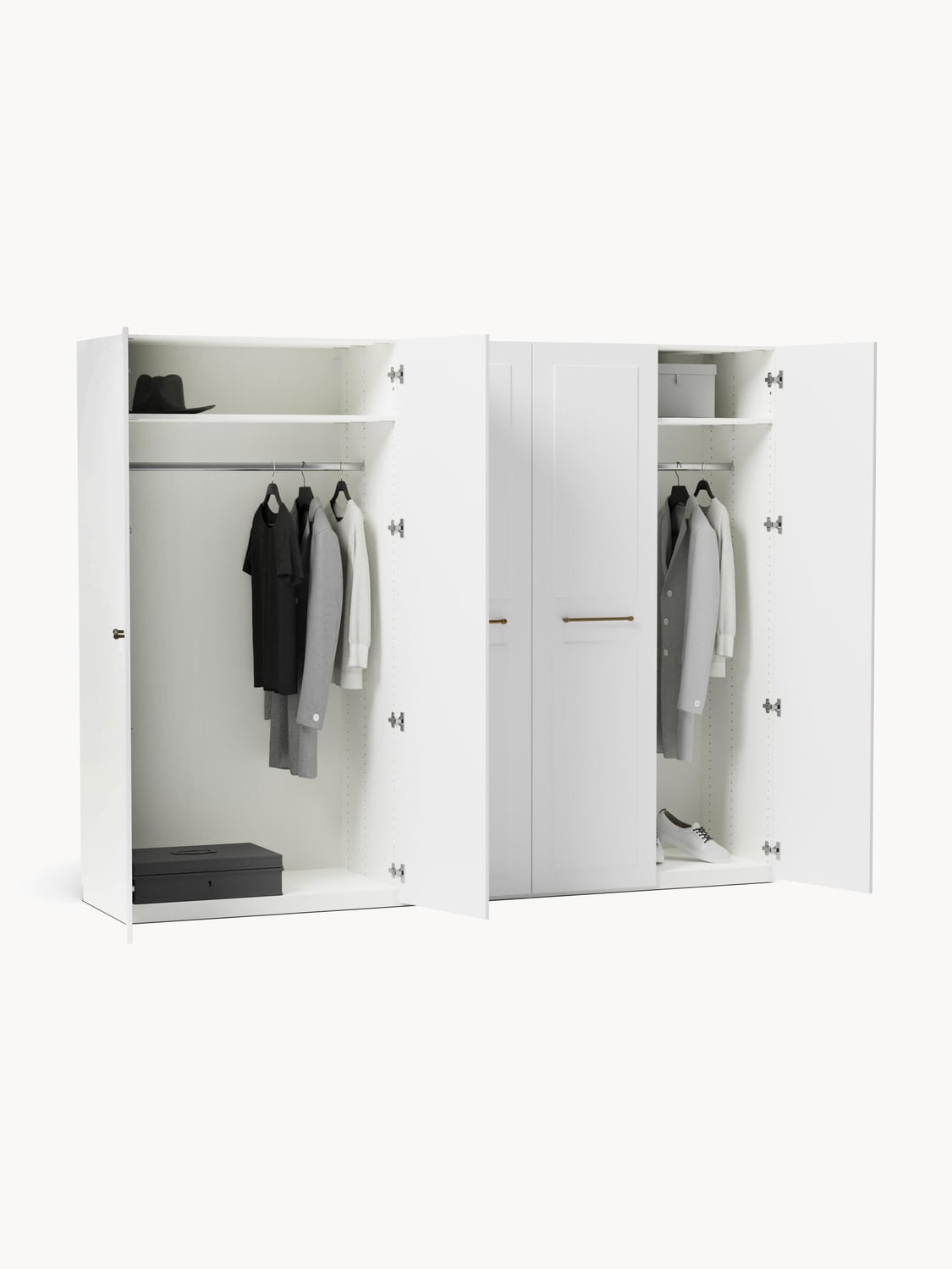 Charlotte Modular Hinged-Door Wardrobe, 300 cm Width, in various sizes