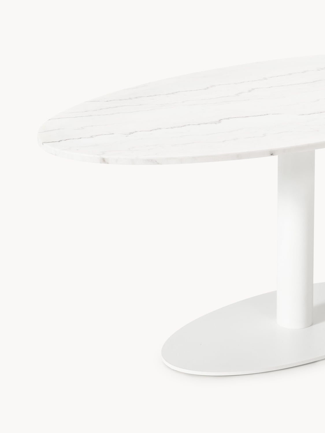 Miley Oval Marble-Dining Table, 180 x 90 cm — Off-White