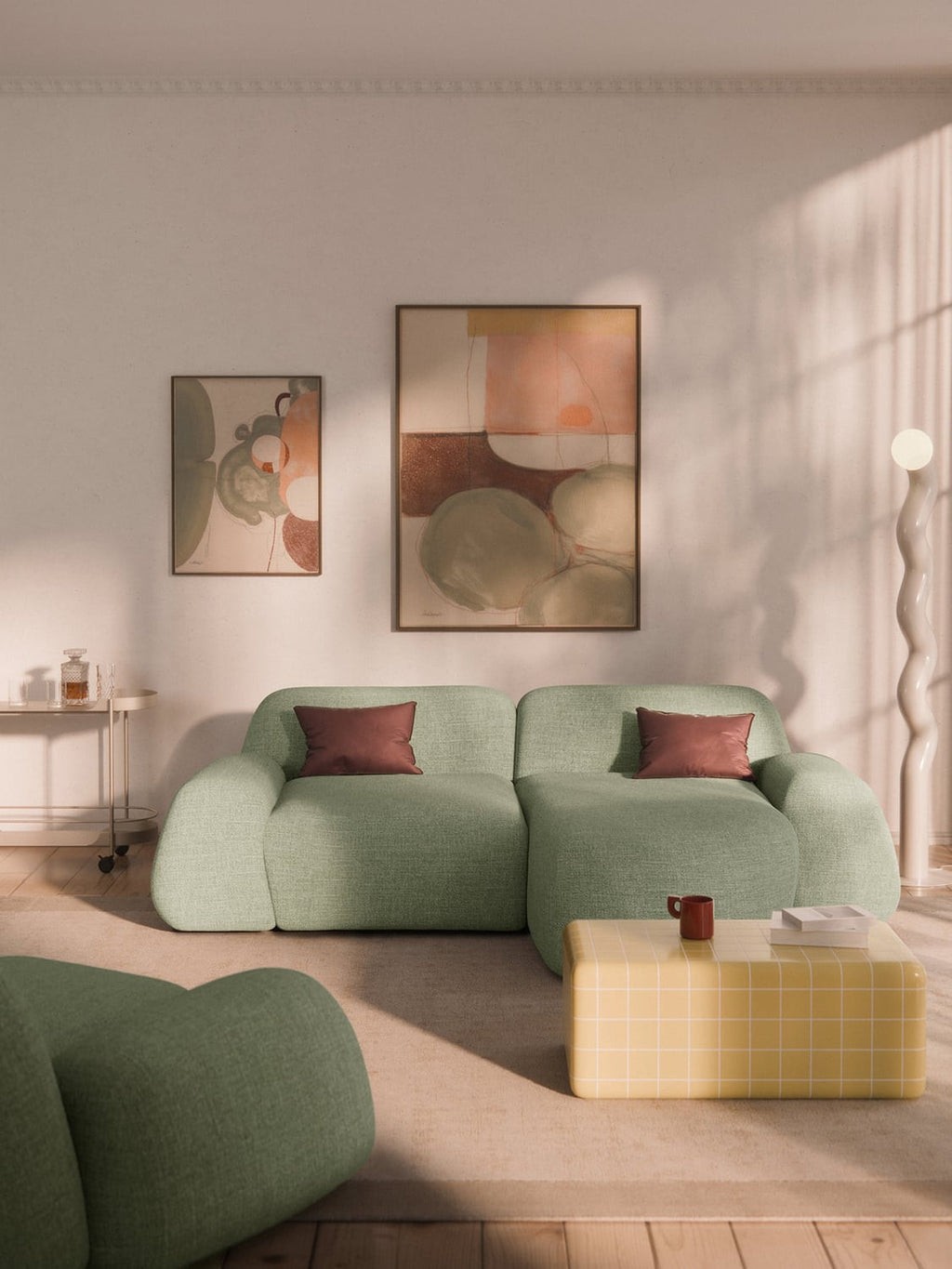 Wolke Modular Bouclé Corner Sofa (3-seater) — Oatmeal