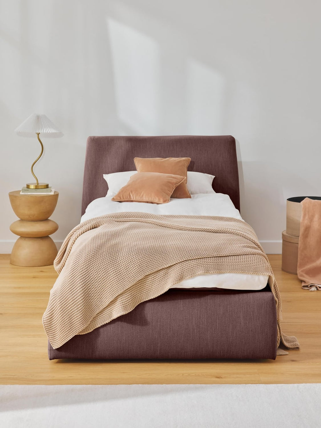 Cloud Single Bed — Warm Grey