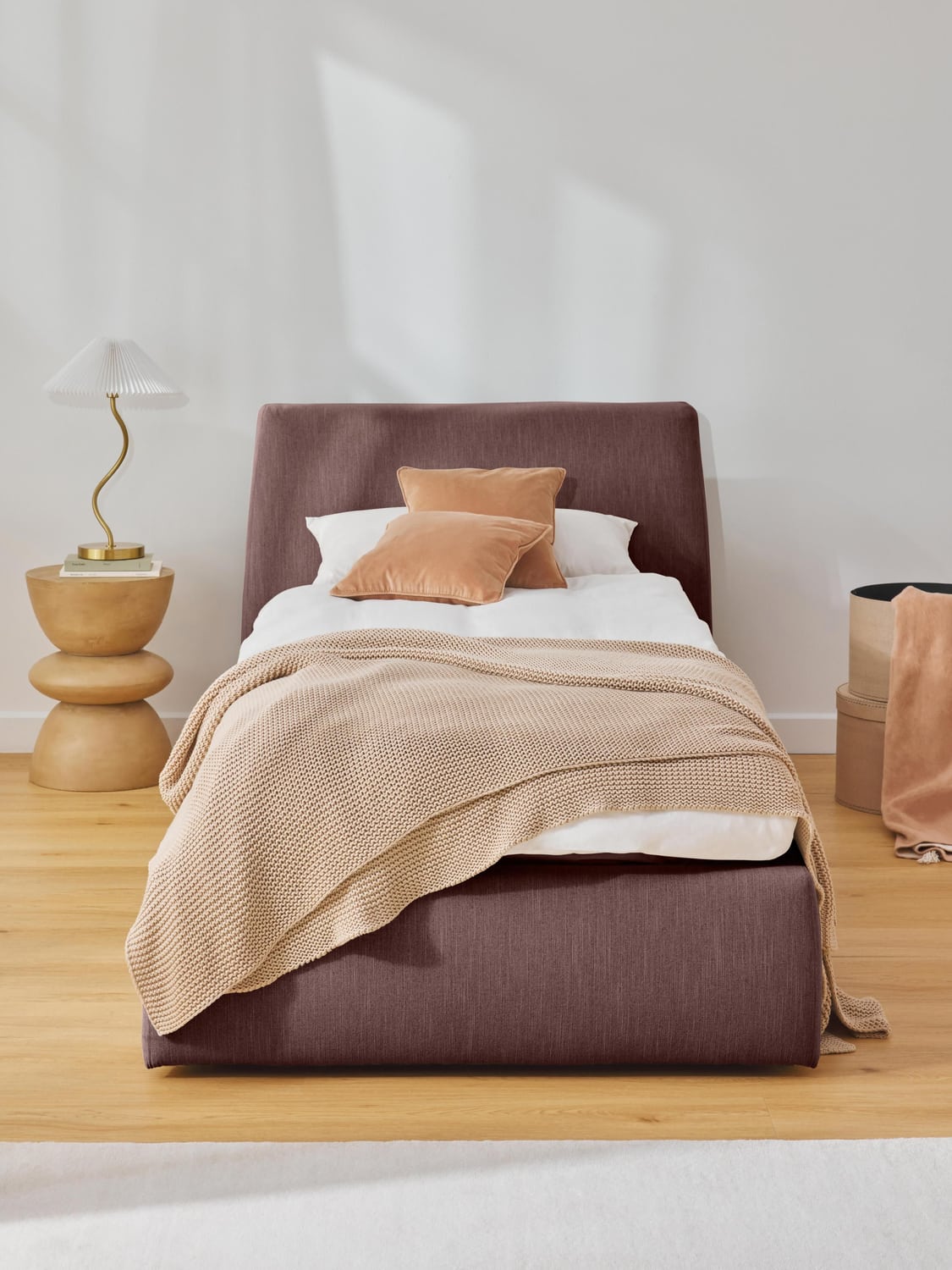 Cloud Single Bed — Warm Grey