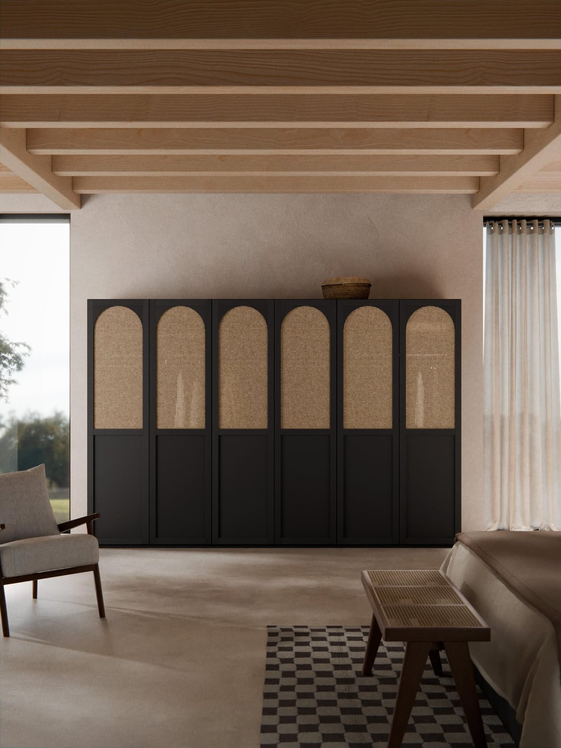 Jeanne Modular Hinged-Door Wardrobe, 300 cm Width, in various sizes