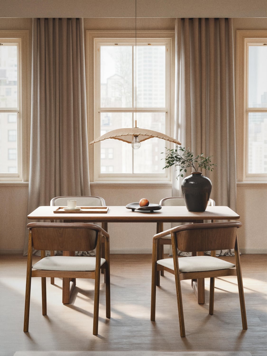 Nik Dining Table in Oak, in various sizes — Warm Grey