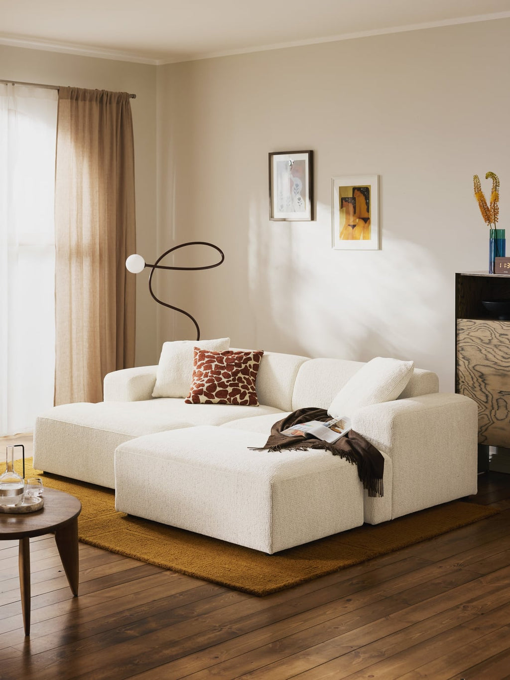 Melva XL Sofa Ottoman, B 116 x T 72 cm — Ivory