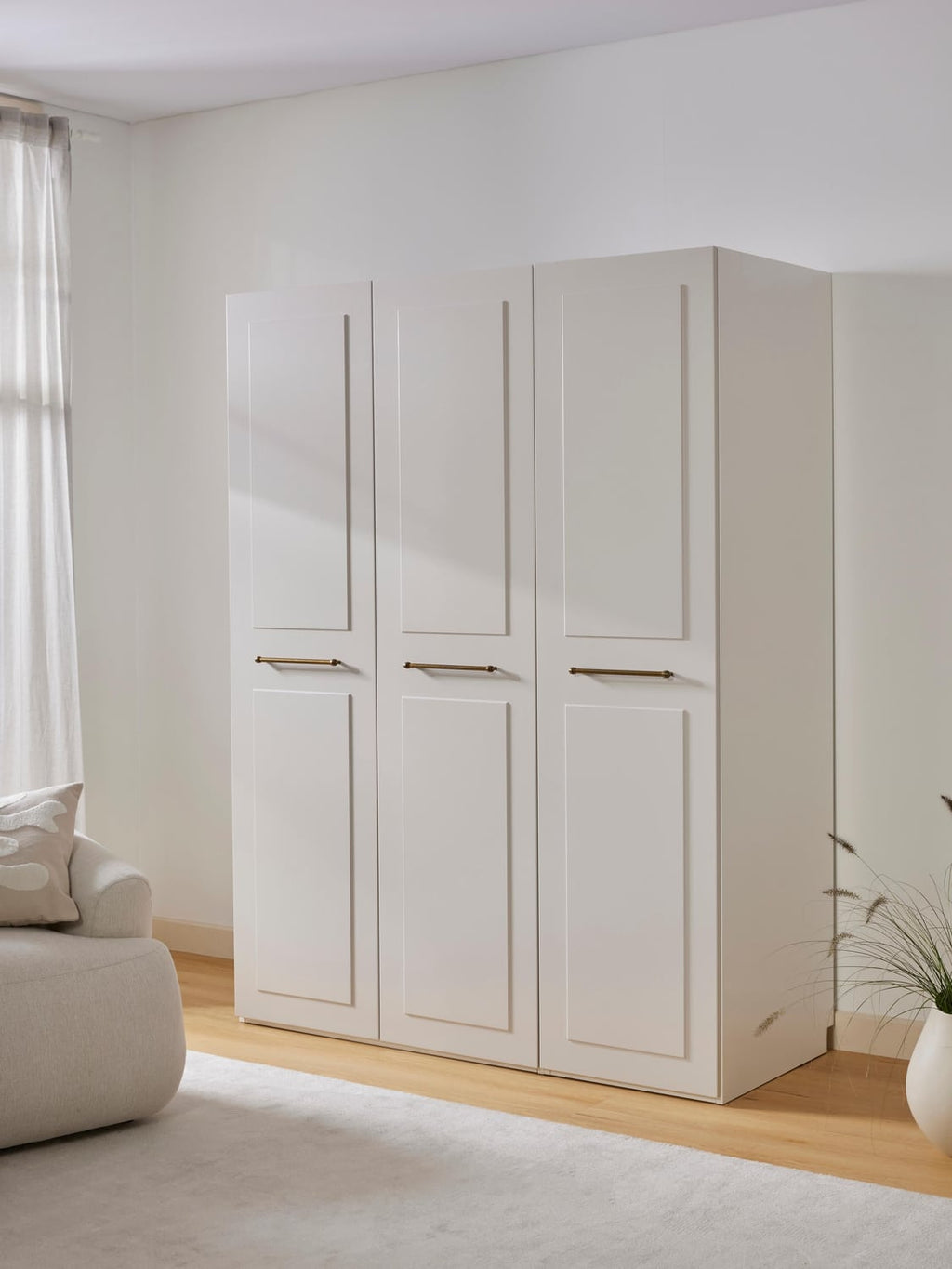 Charlotte Modular Hinged-Door Wardrobe, 150 cm Width, in various sizes — Light Grey