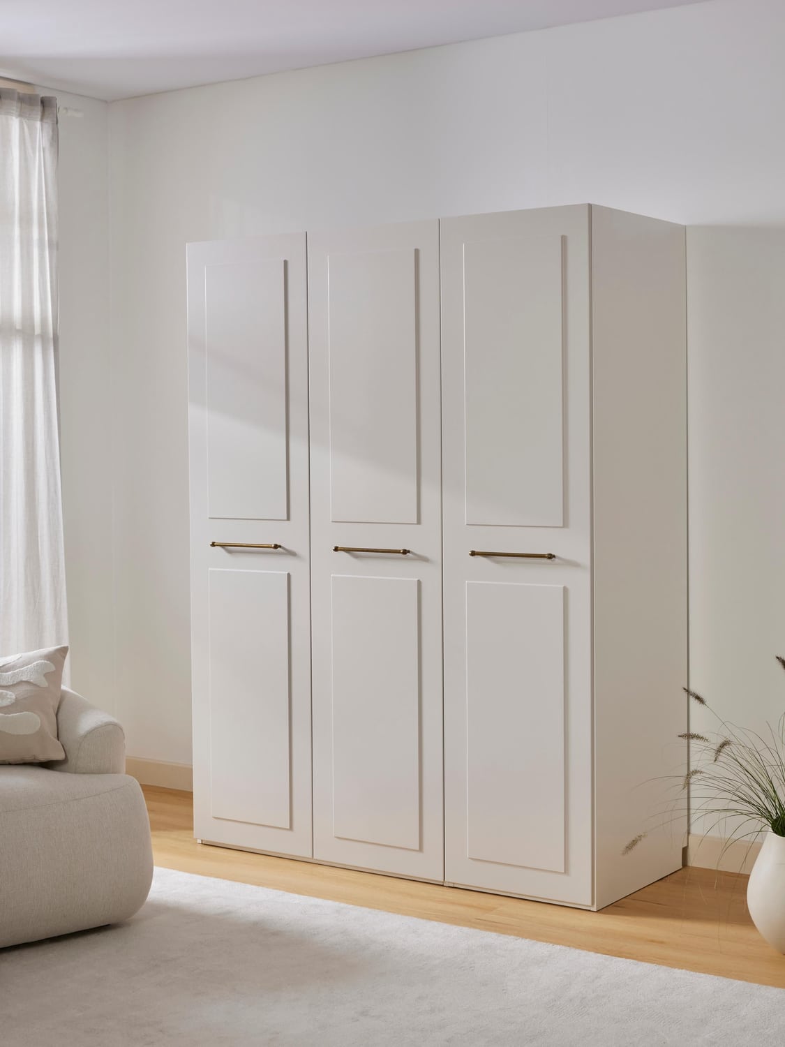 Charlotte Modular Hinged-Door Wardrobe, 150 cm Width, in various sizes — Light Grey