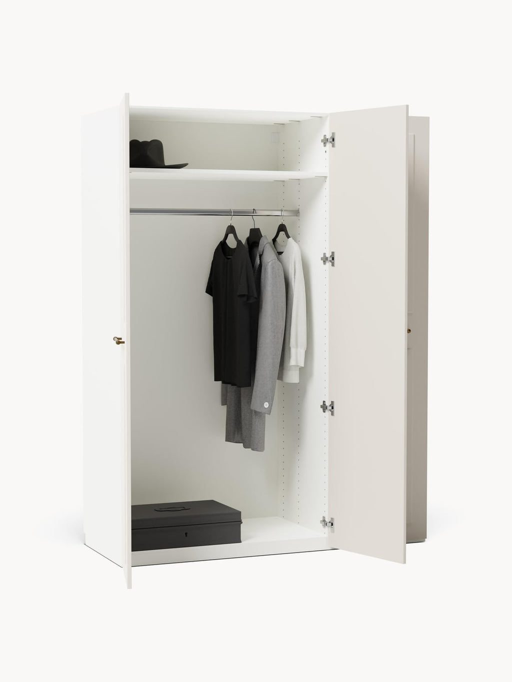 Charlotte Modular Hinged-Door Wardrobe, 150 cm Width, in various sizes — Light Grey