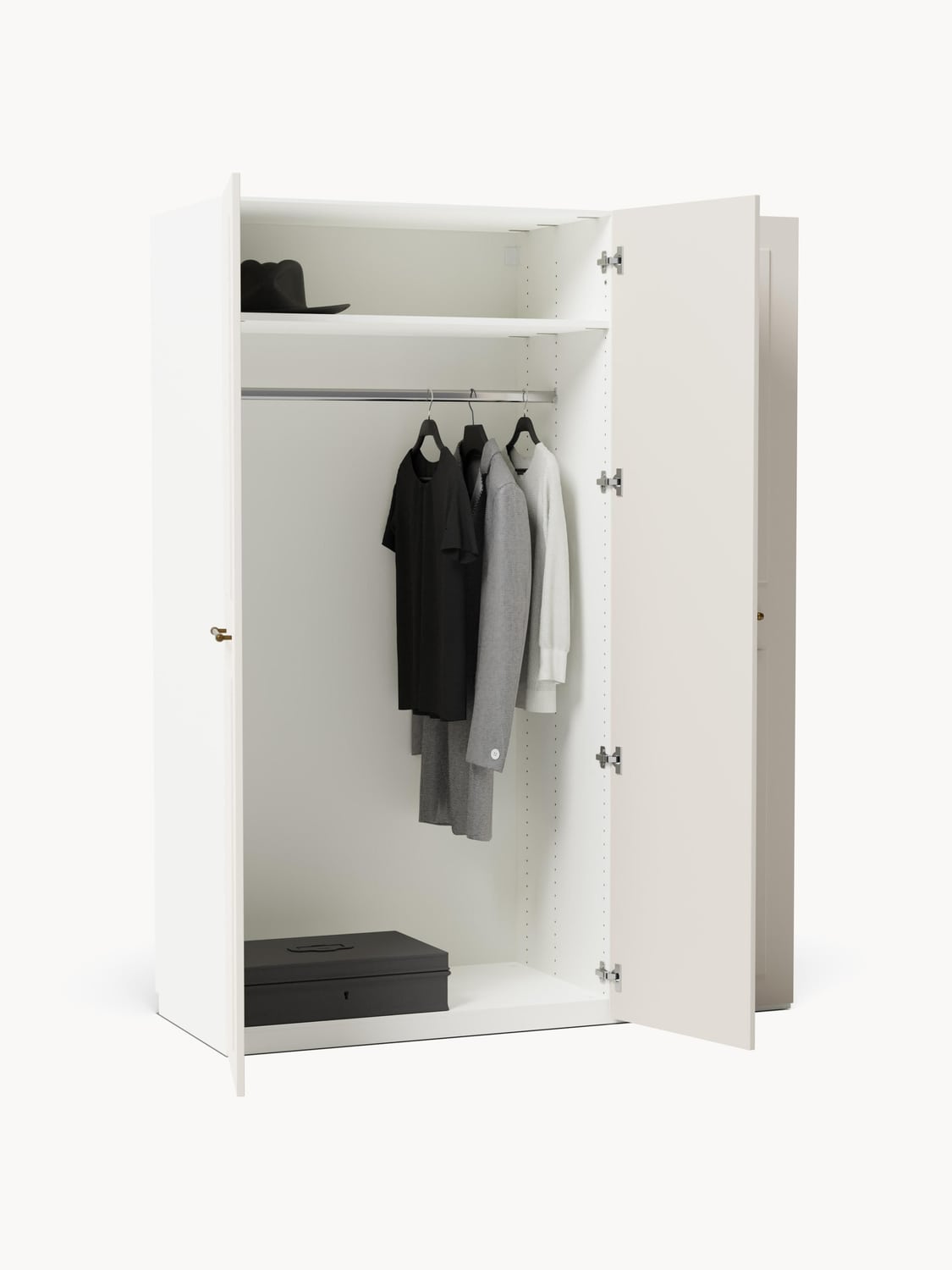 Charlotte Modular Hinged-Door Wardrobe, 150 cm Width, in various sizes — Light Grey