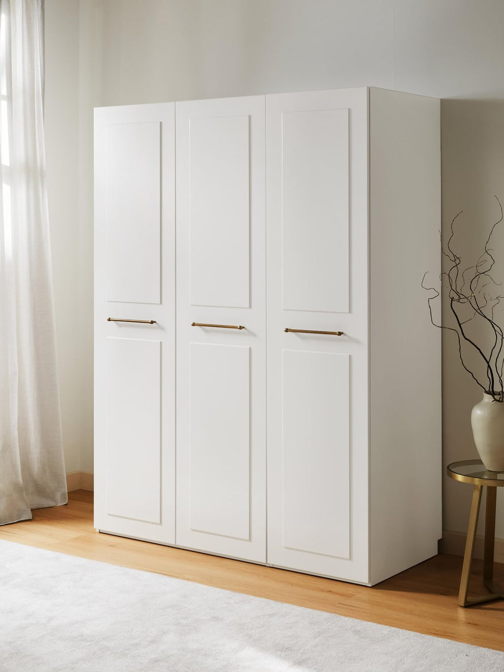 Charlotte Modular Hinged-Door Wardrobe, 150 cm Width, in various sizes — Off-White