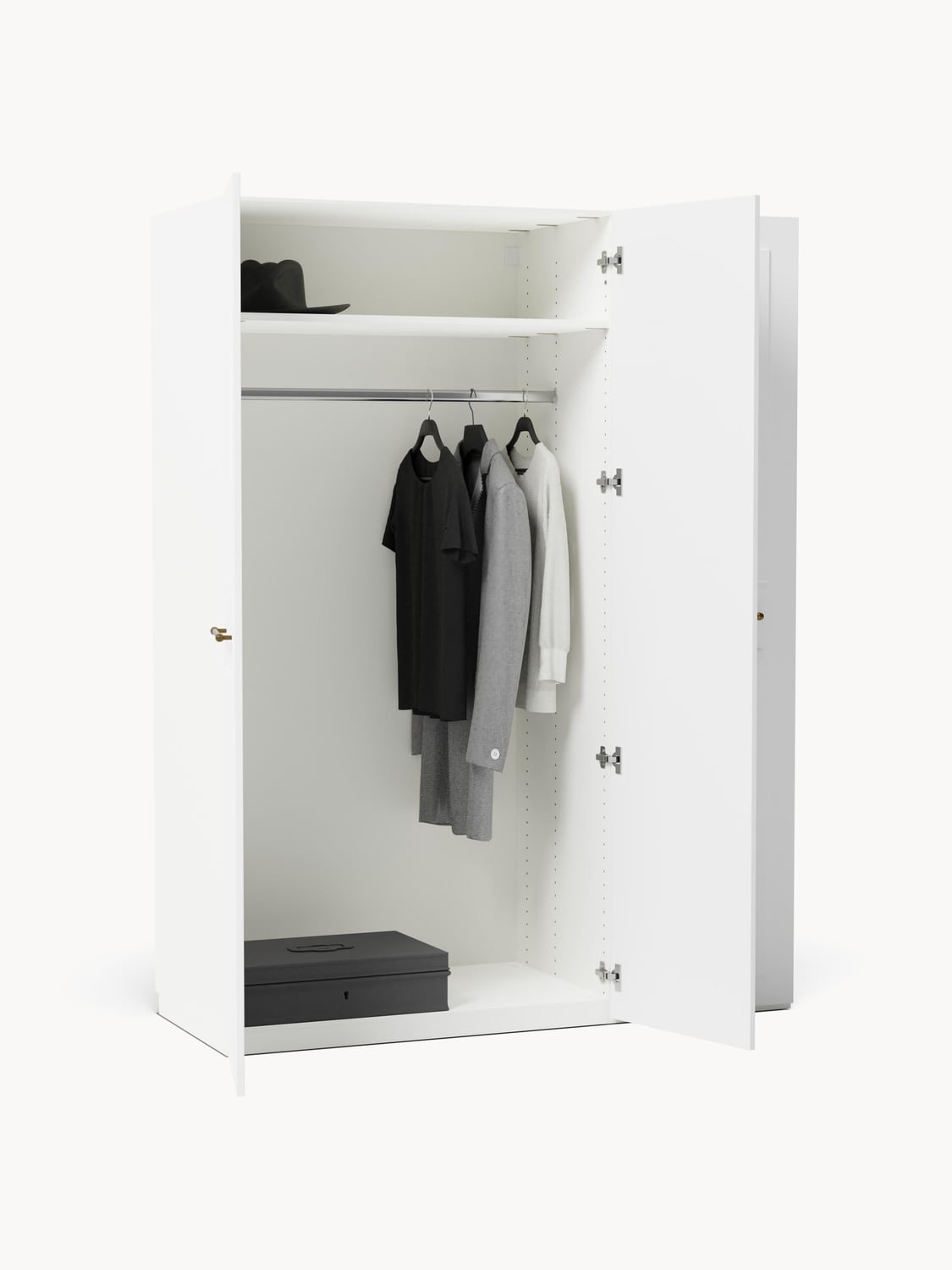 Charlotte Modular Hinged-Door Wardrobe, 150 cm Width, in various sizes — Off-White