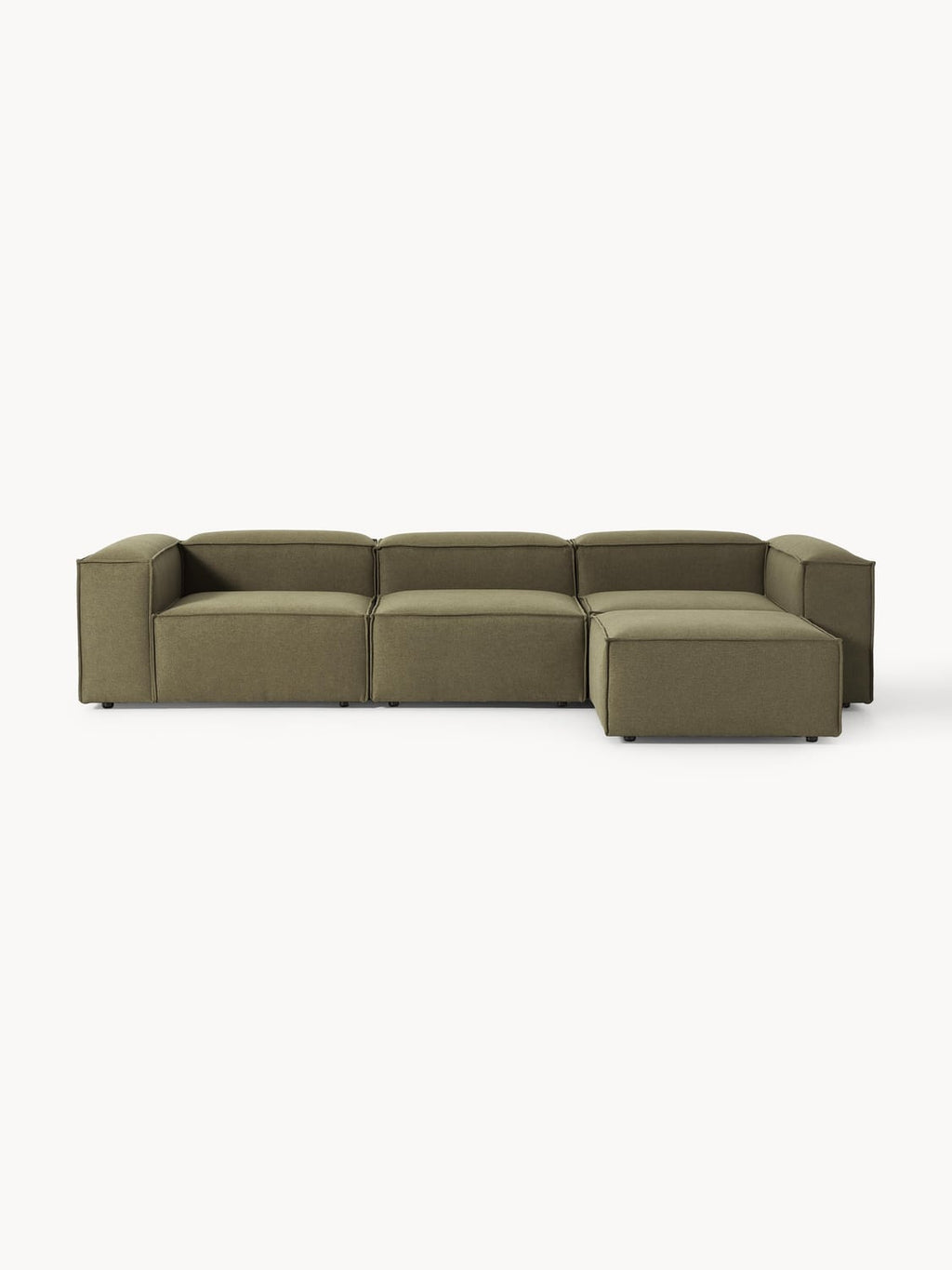 Lennon Modular Sofa (4-seater) with Ottoman (left/right) — Olive