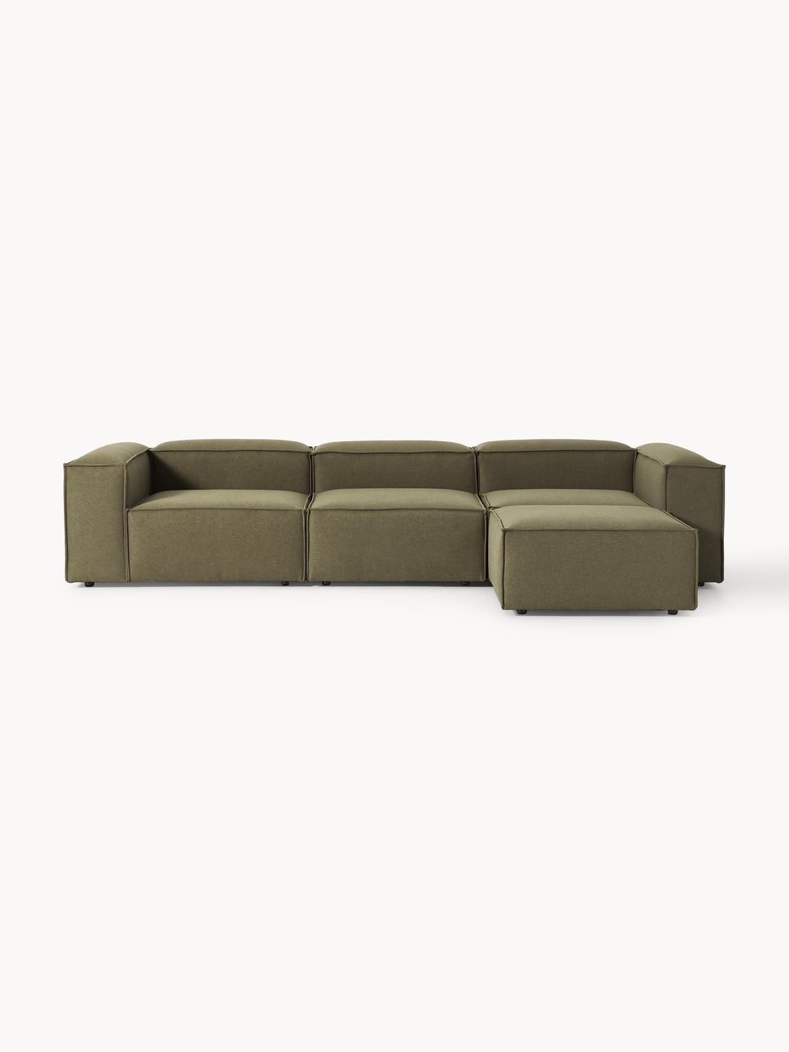 Lennon Modular Sofa (4-seater) with Ottoman (left/right) — Olive