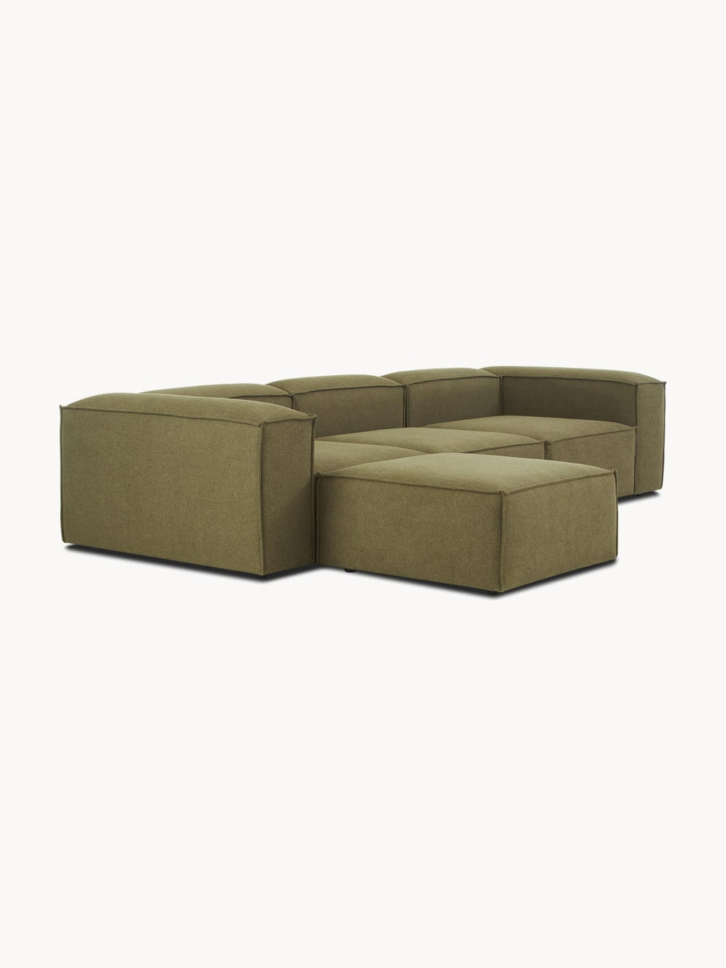 Lennon Modular Sofa (4-seater) with Ottoman (left/right) — Olive