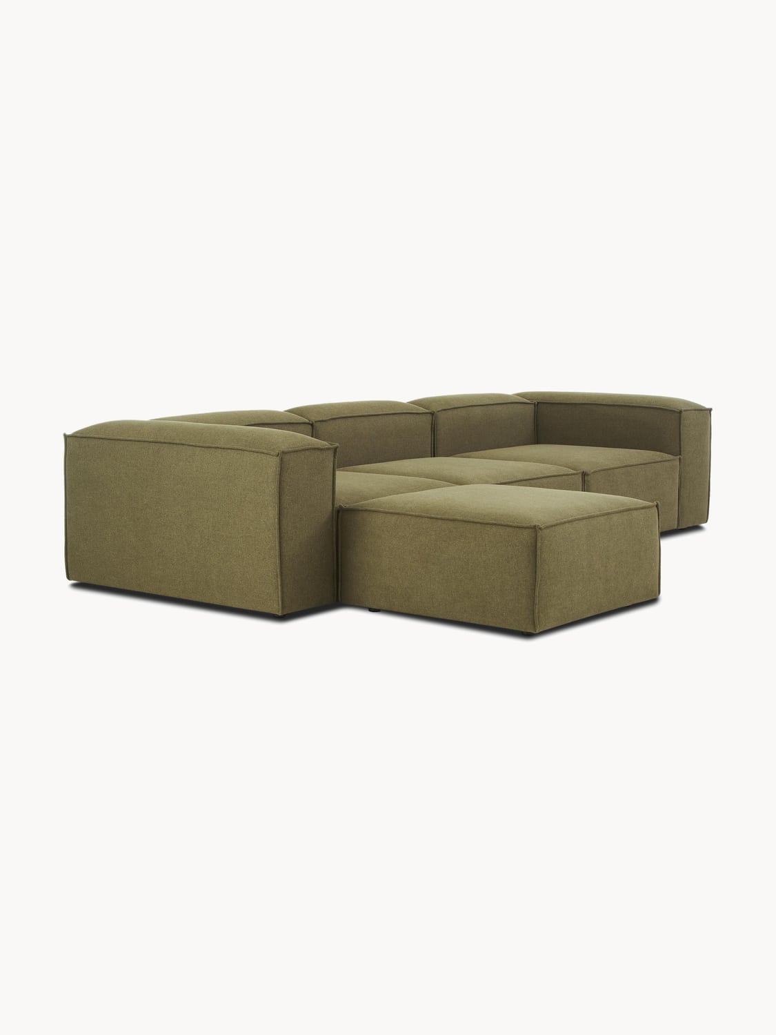Lennon Modular Sofa (4-seater) with Ottoman (left/right) — Olive