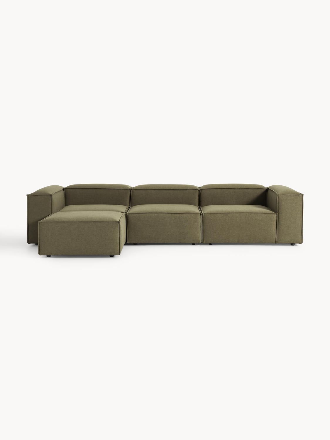Lennon Modular Sofa (4-seater) with Ottoman (left/right) — Olive