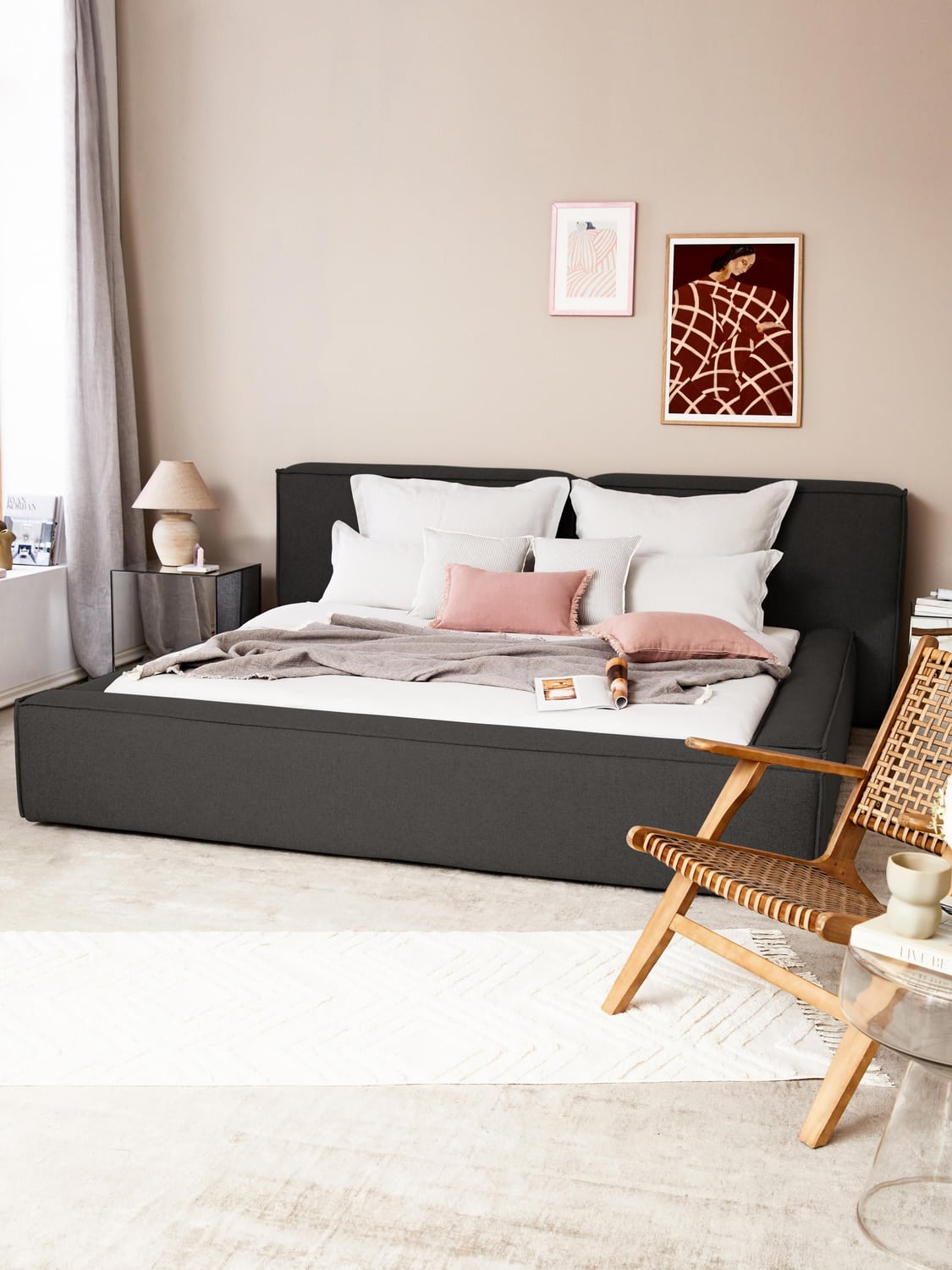 Lennon Upholstered Bed — Taupe
