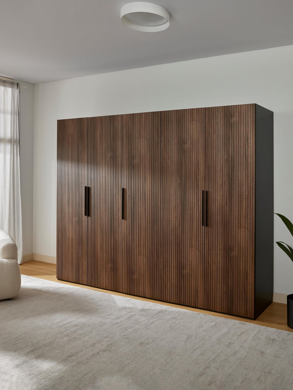 Simone Modular Hinged-Door Wardrobe, 250 cm Width, in various sizes — Olive