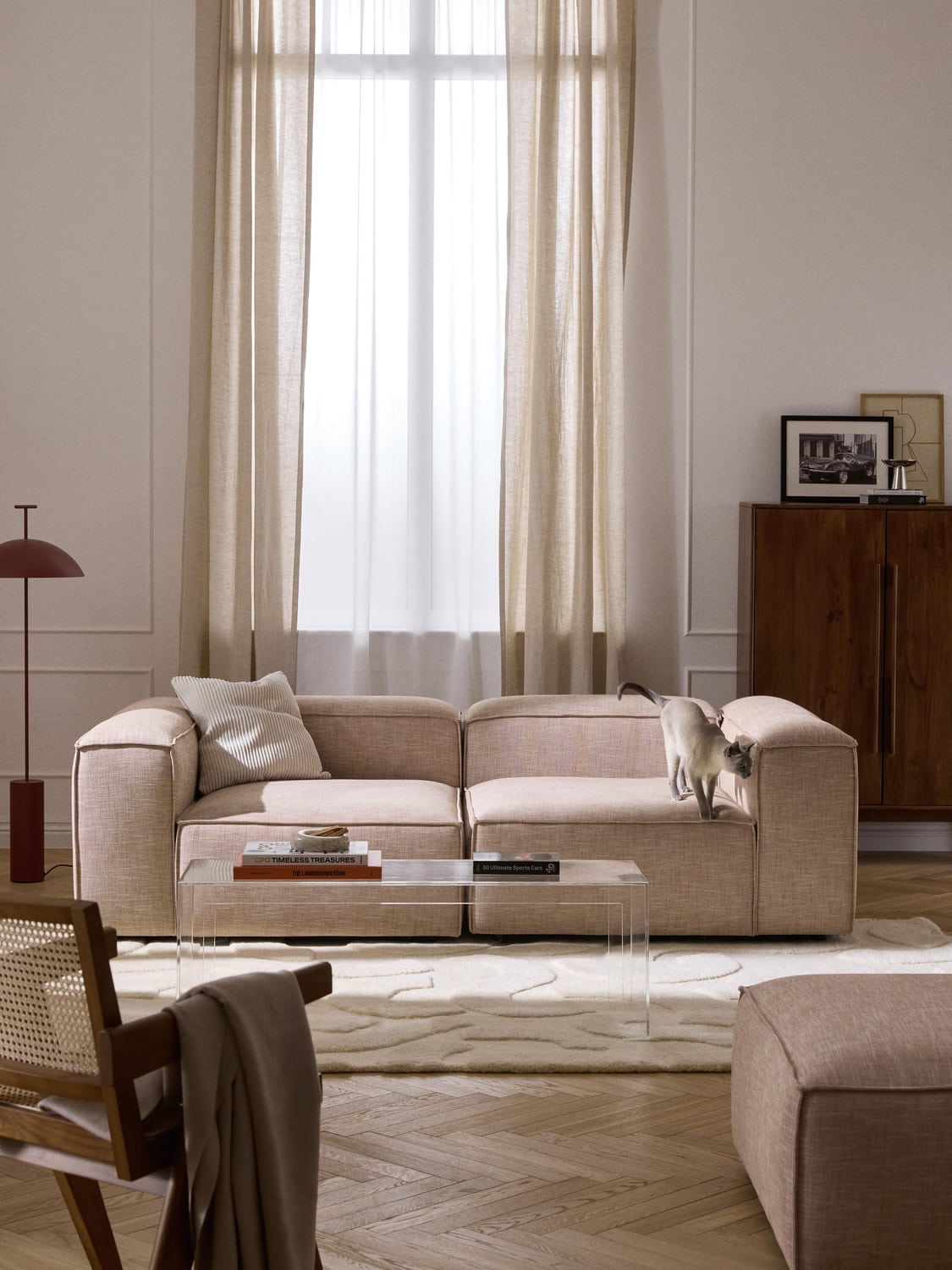 Lennon Modular Sofa (3-seater) in Linen Blend — Pink