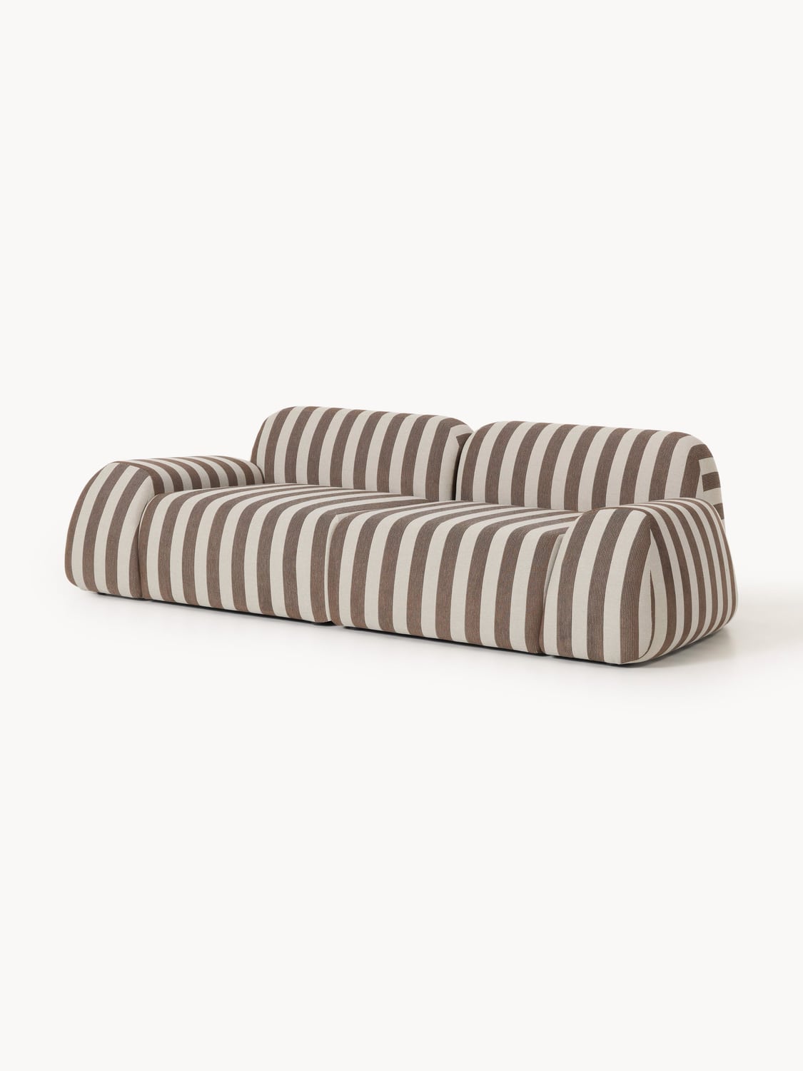 Wolke Modular Striped Sofa (3-seater) — Warm Grey
