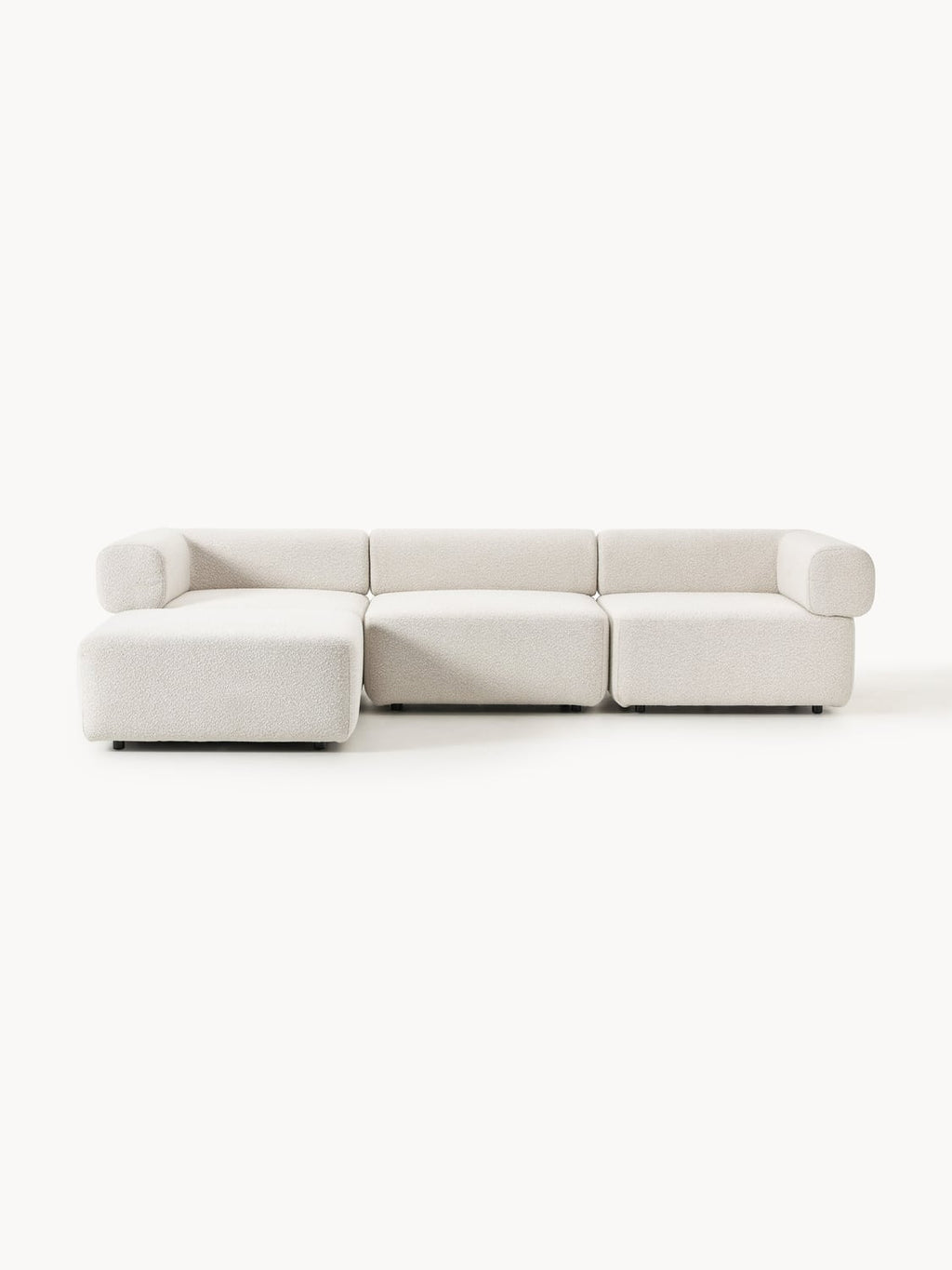 Anton Modular Bouclé Sofa (4-seater) with Ottoman (left/right) — Light Grey