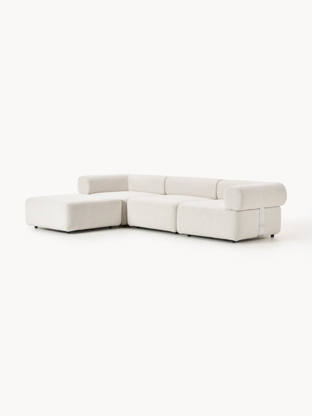 Anton Modular Bouclé Sofa (4-seater) with Ottoman (left/right) — Light Grey