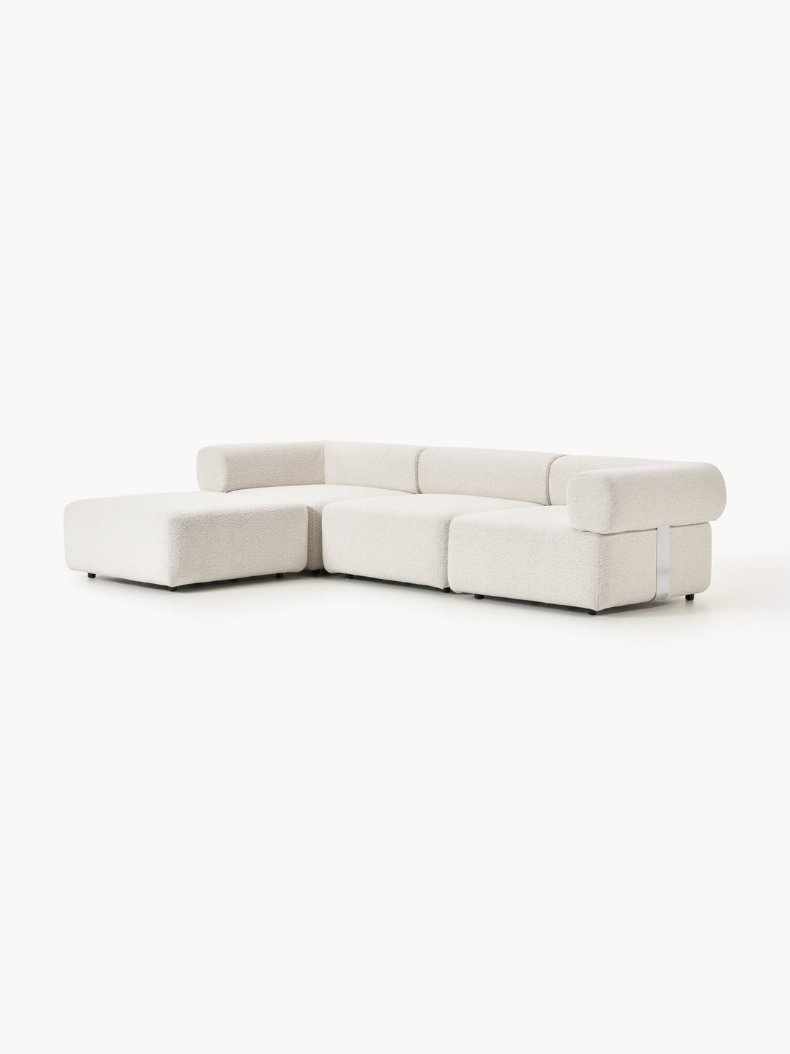Anton Modular Bouclé Sofa (4-seater) with Ottoman (left/right) — Light Grey