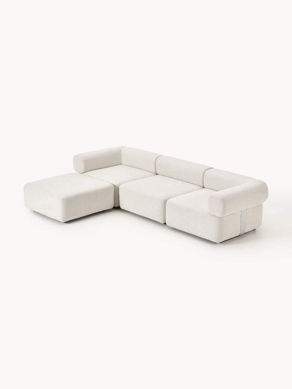 Anton Modular Bouclé Sofa (4-seater) with Ottoman (left/right) — Light Grey