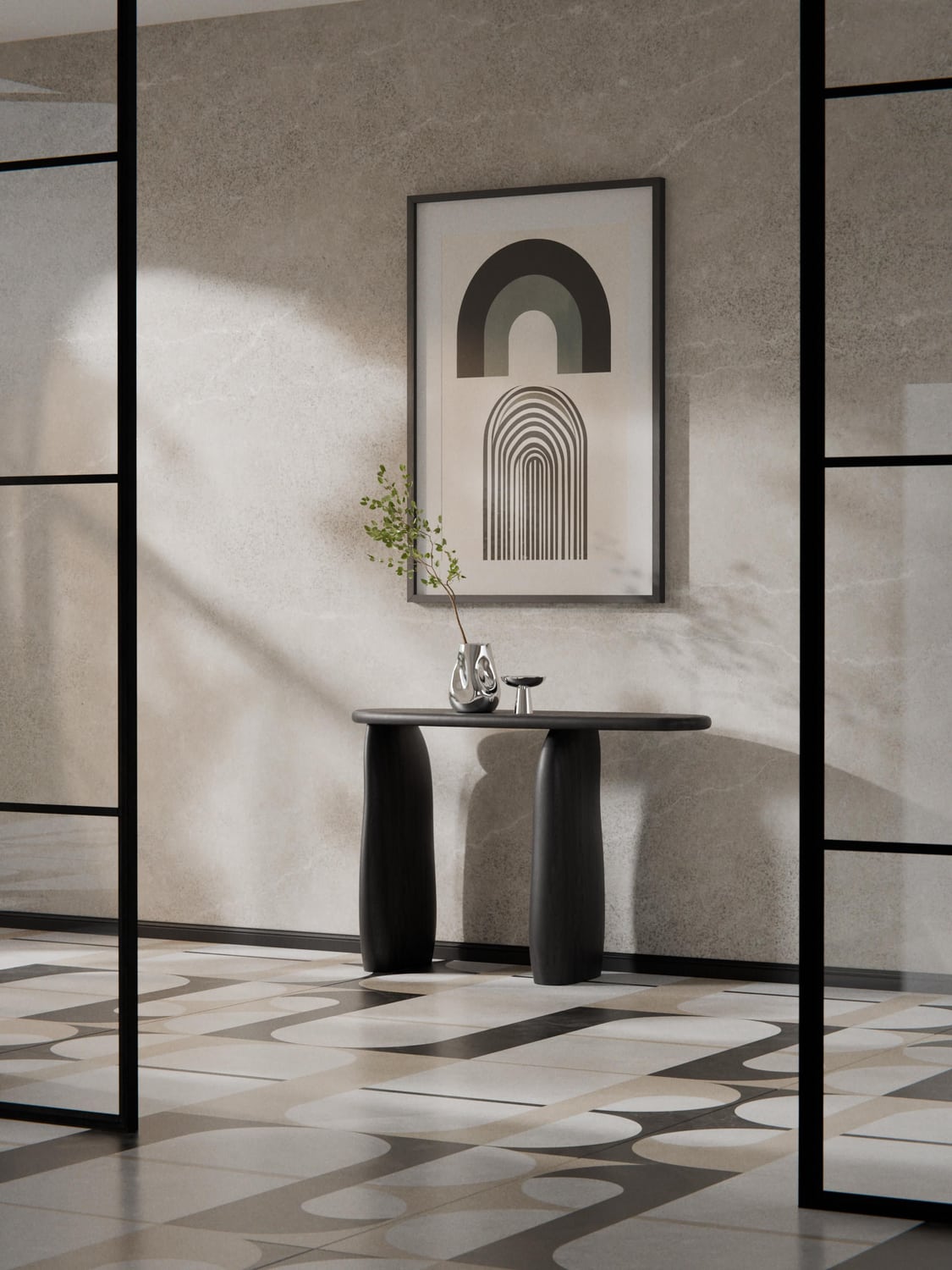 Pamuk Console Table in Mango Wood — Slate Grey