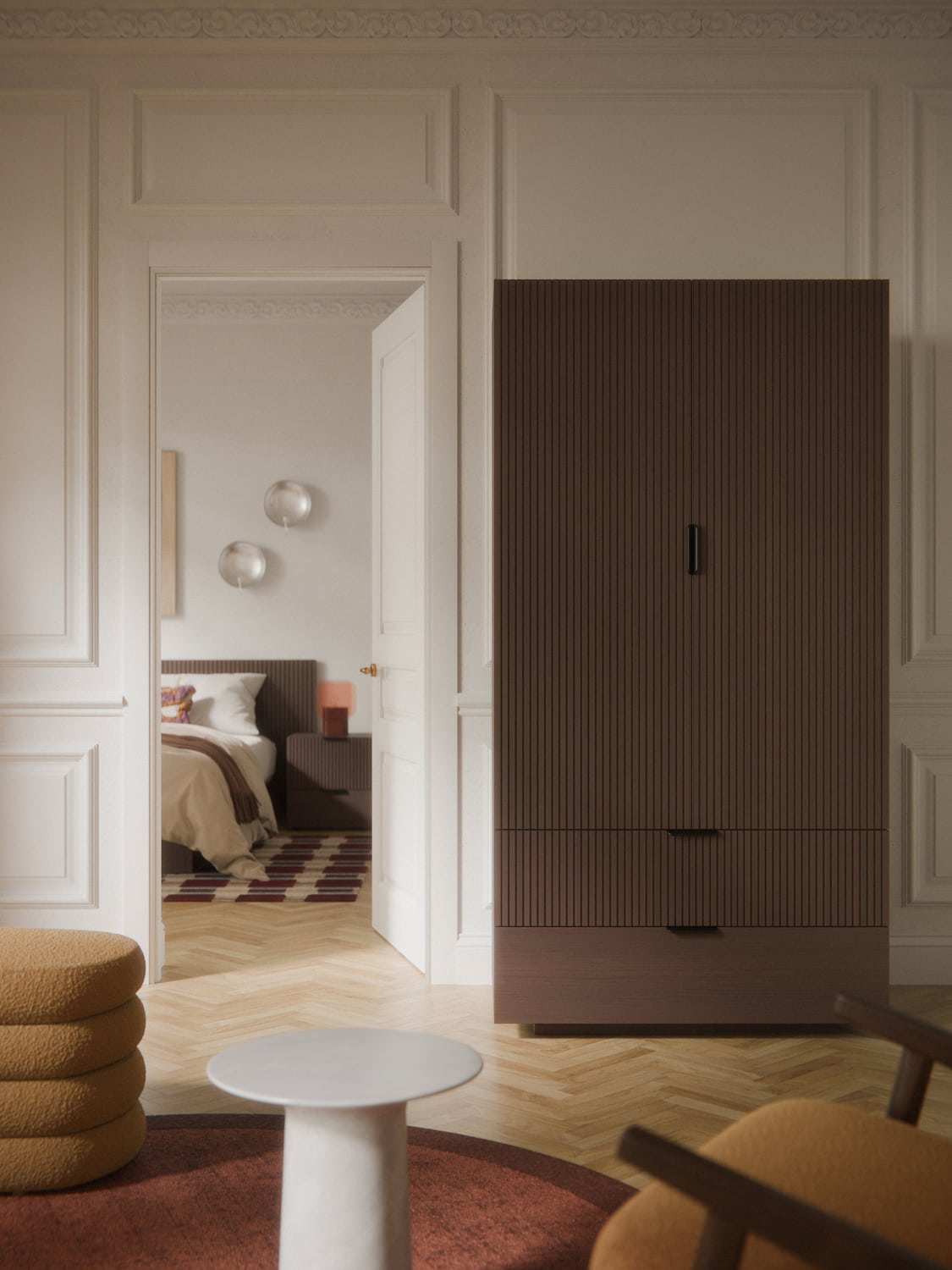 Sato Compact Wardrobe in Wood — Chocolate