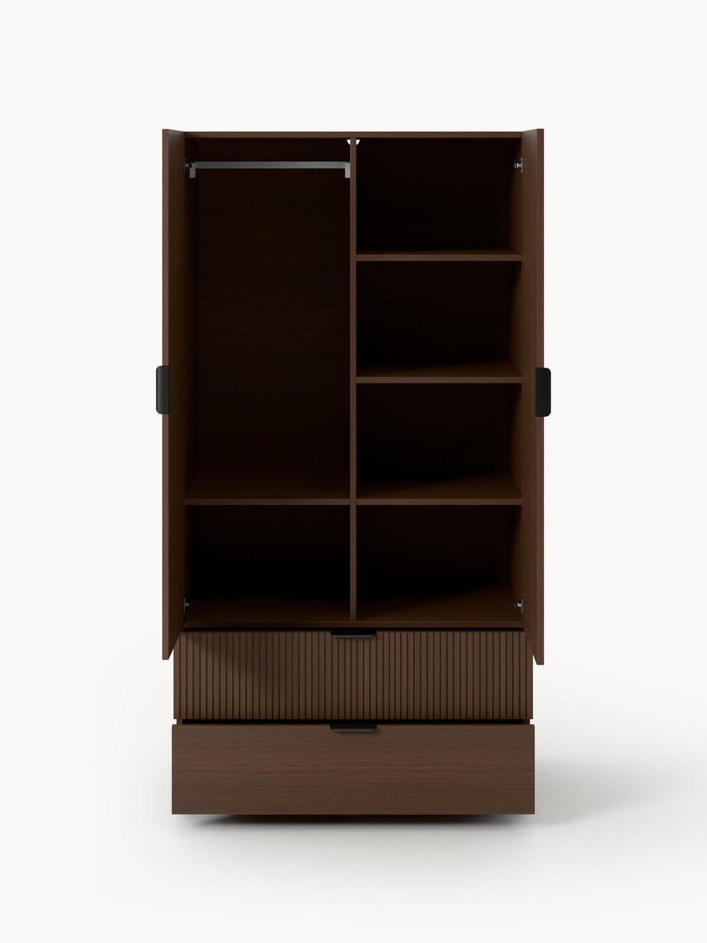 Sato Compact Wardrobe in Wood — Chocolate