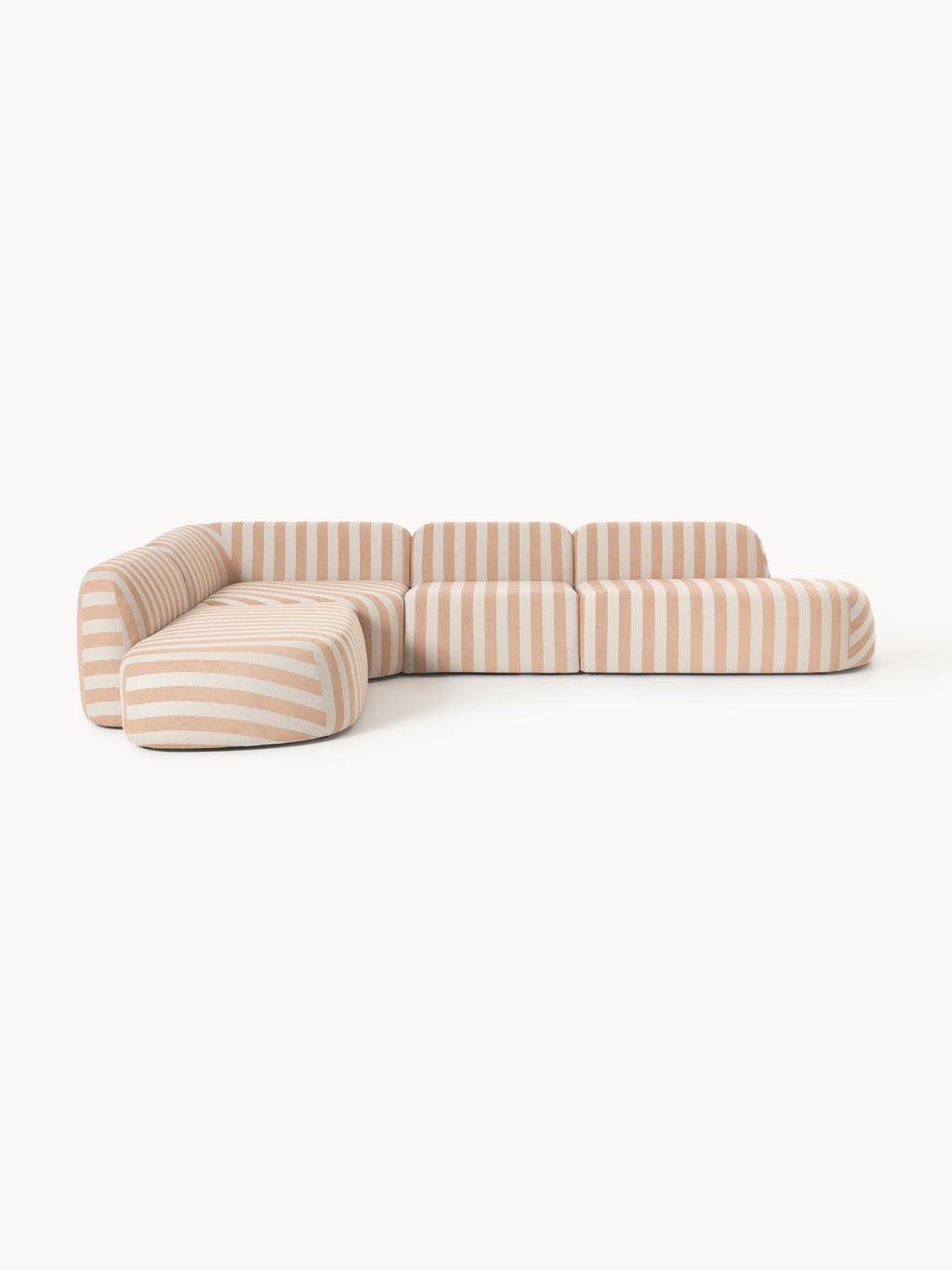 Wolke Modular Striped XL Corner Sofa with Chaise Longue — Sand