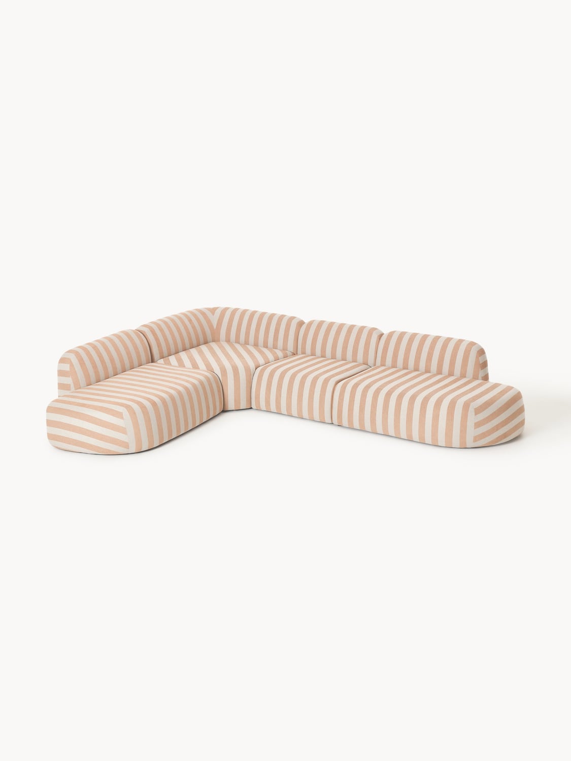 Wolke Modular Striped XL Corner Sofa with Chaise Longue — Sand