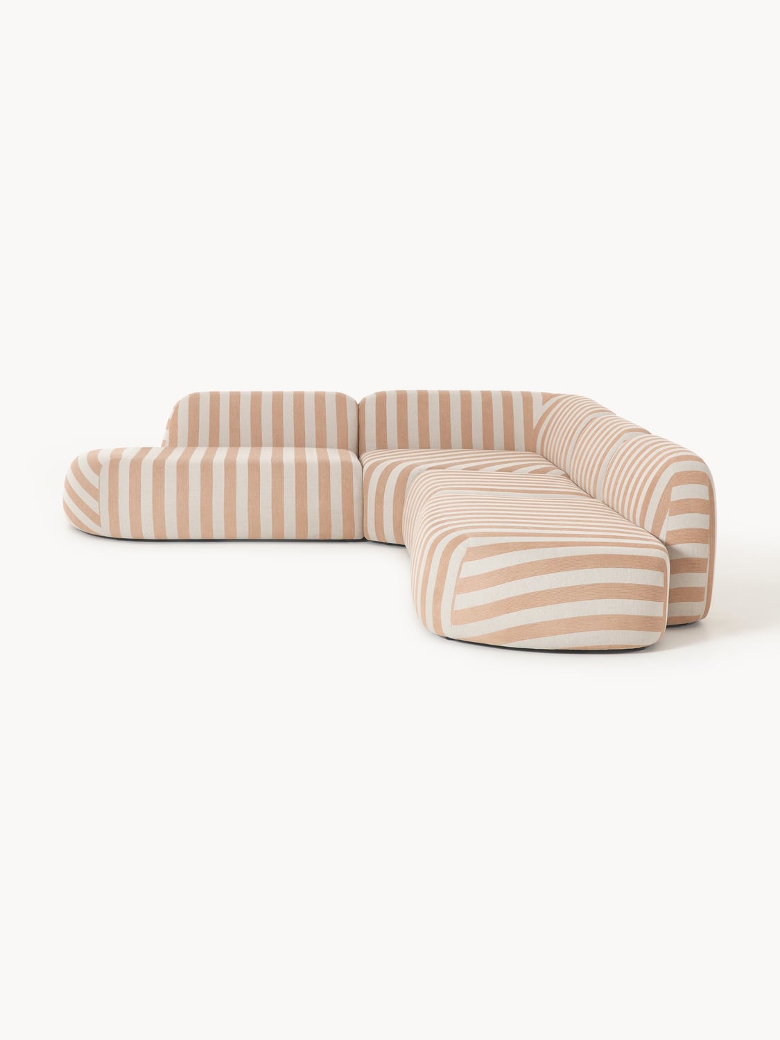 Wolke Modular Striped XL Corner Sofa with Chaise Longue — Sand