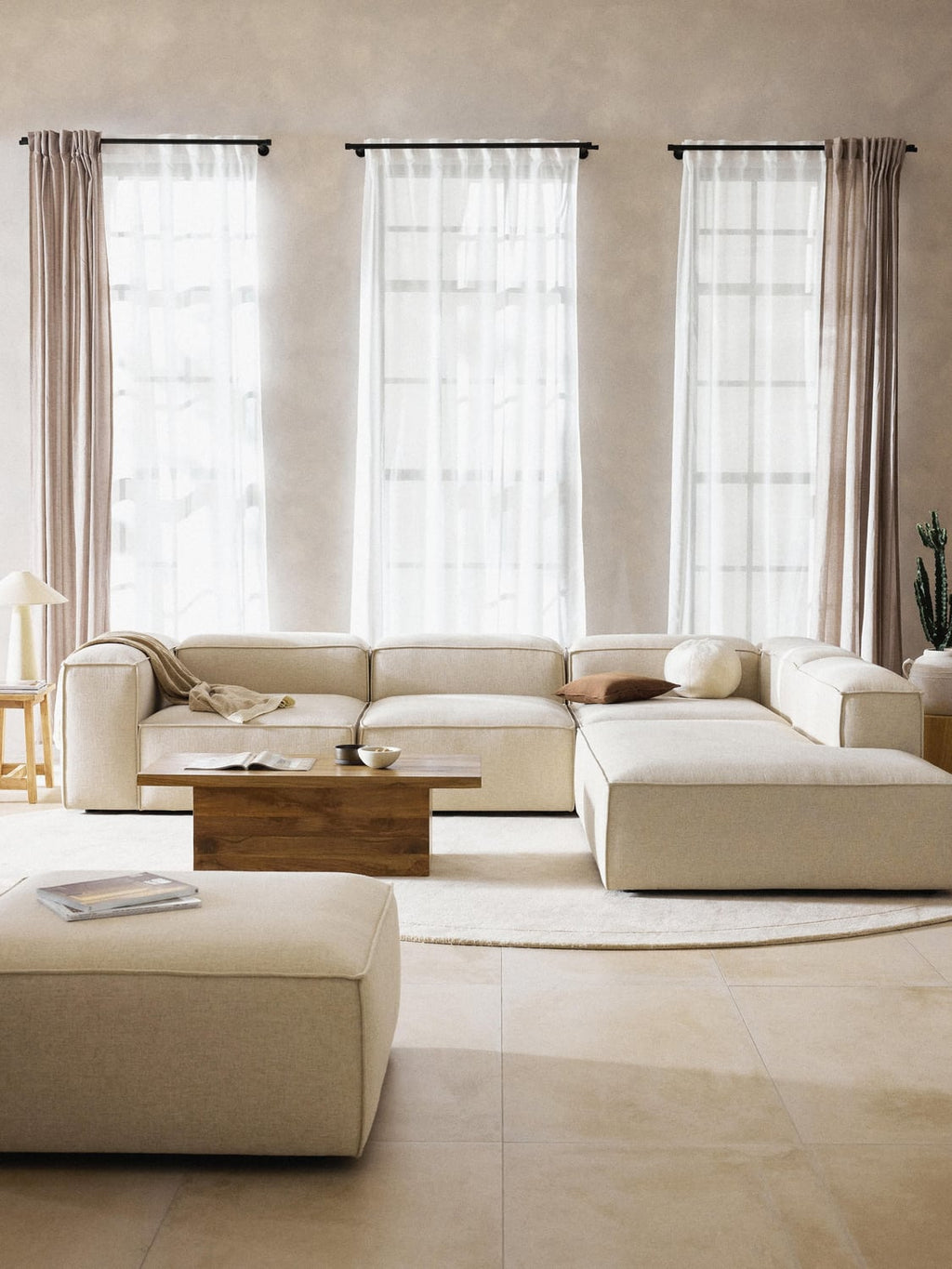 Lennon Modular XL Corner Sofa (4-seater) in Linen Blend — Off-White
