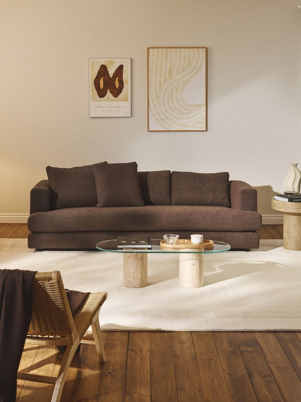 Tribeca Bouclé Sofa (3-seater) — Brown