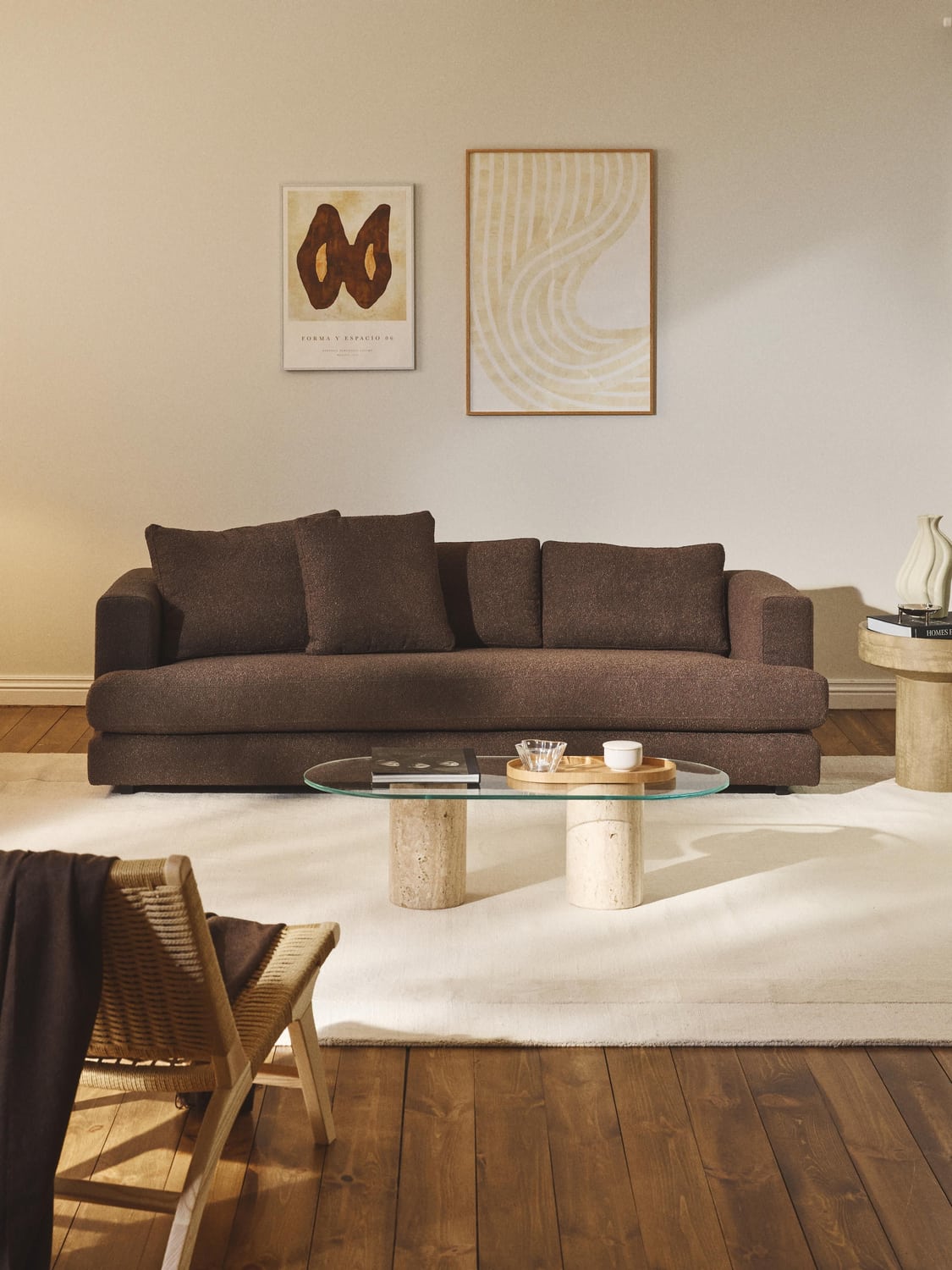 Tribeca Bouclé Sofa (3-seater) — Brown