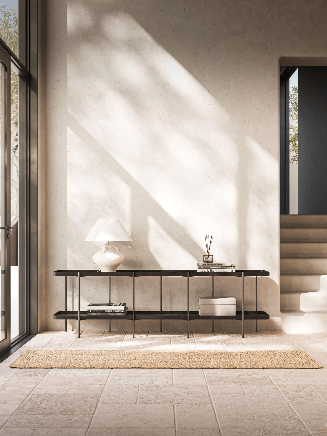 Renee Low Wooden Shelving Unit — Clay