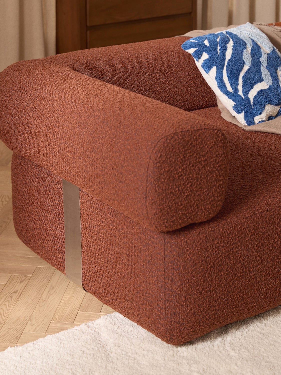 Anton Bouclé Corner Module — Burgundy