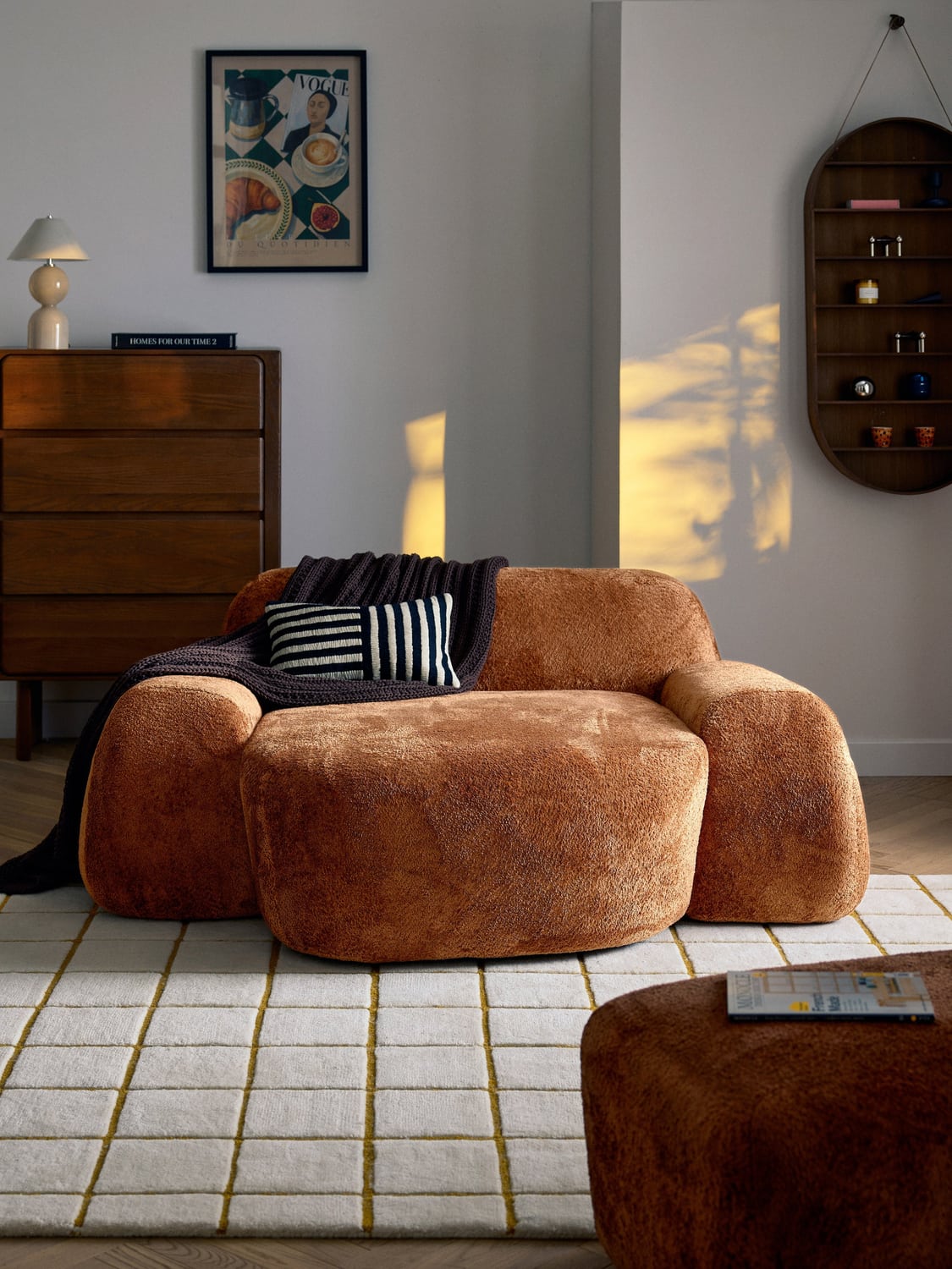 Wolke XL Lounge Chair in Teddy Bouclé — Terracotta
