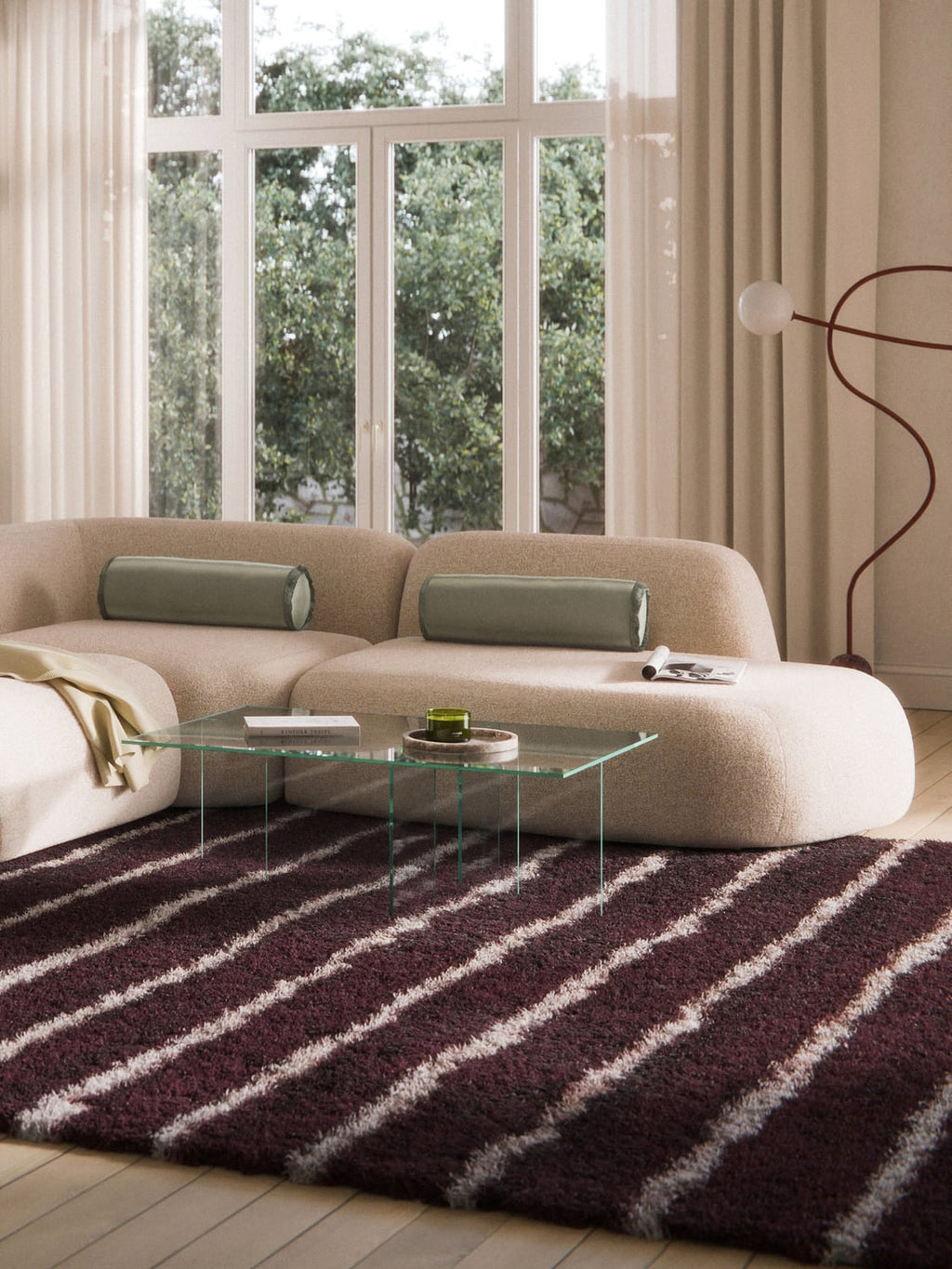 Wolke Bouclé-Chaise-Module — Rose